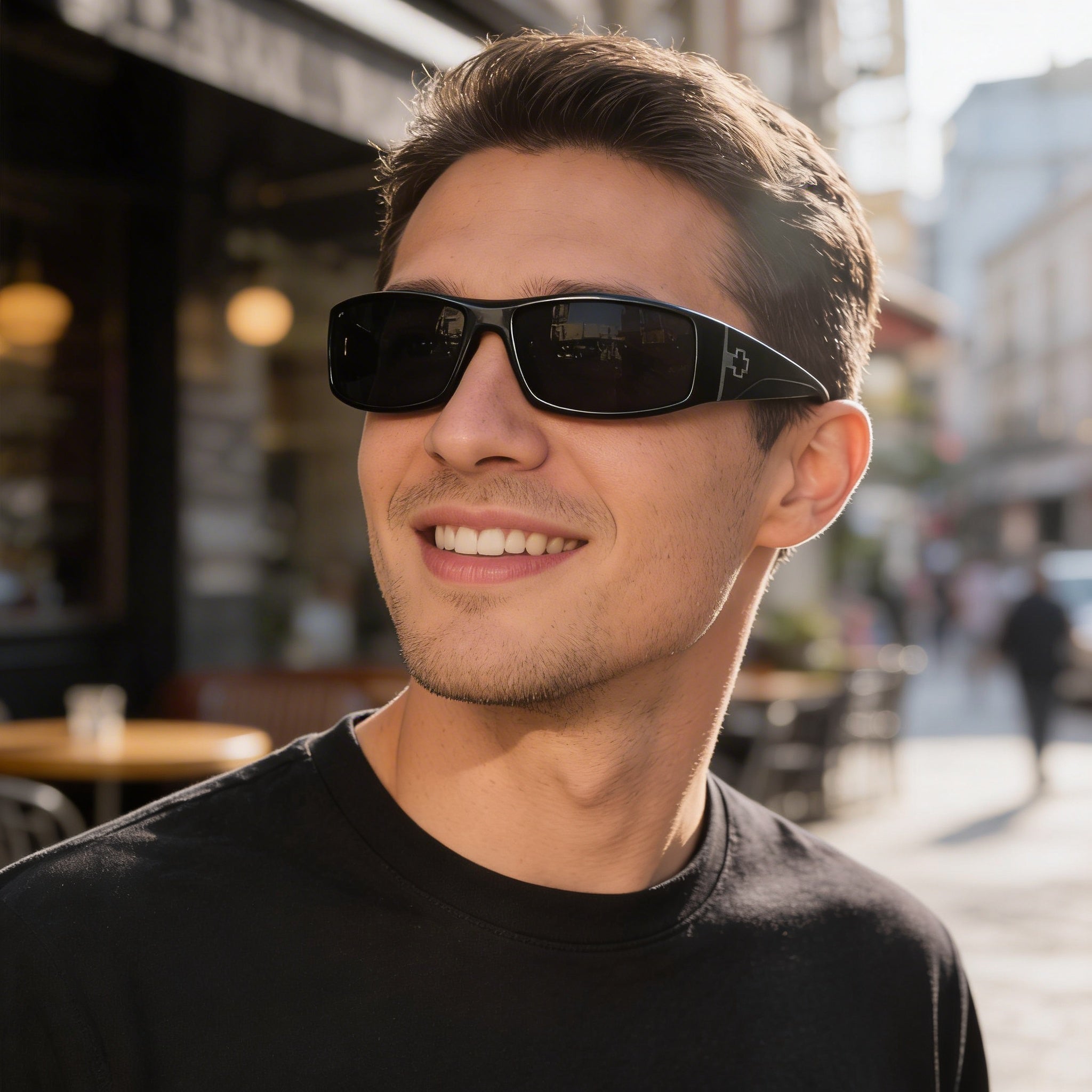 Gafas de sol de plástico Spy G850 Arkema para hombre, negras, Happy Gray Green, no polarizadas, UV, 60 mm, Photo 6
