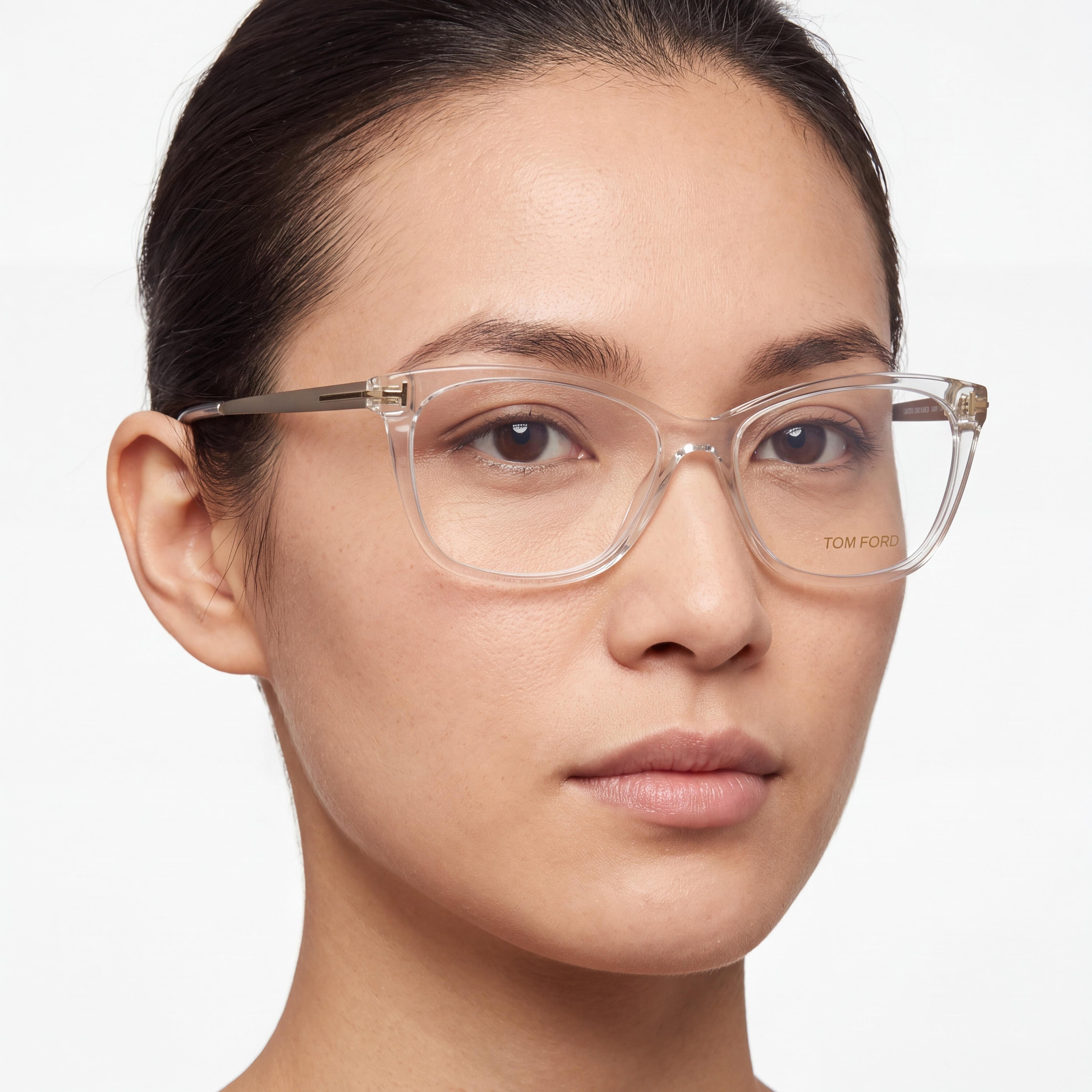 Gafas modernas unisex Tom Ford, montura de plástico transparente, lentes no transparentes de 54 mm, Photo 5