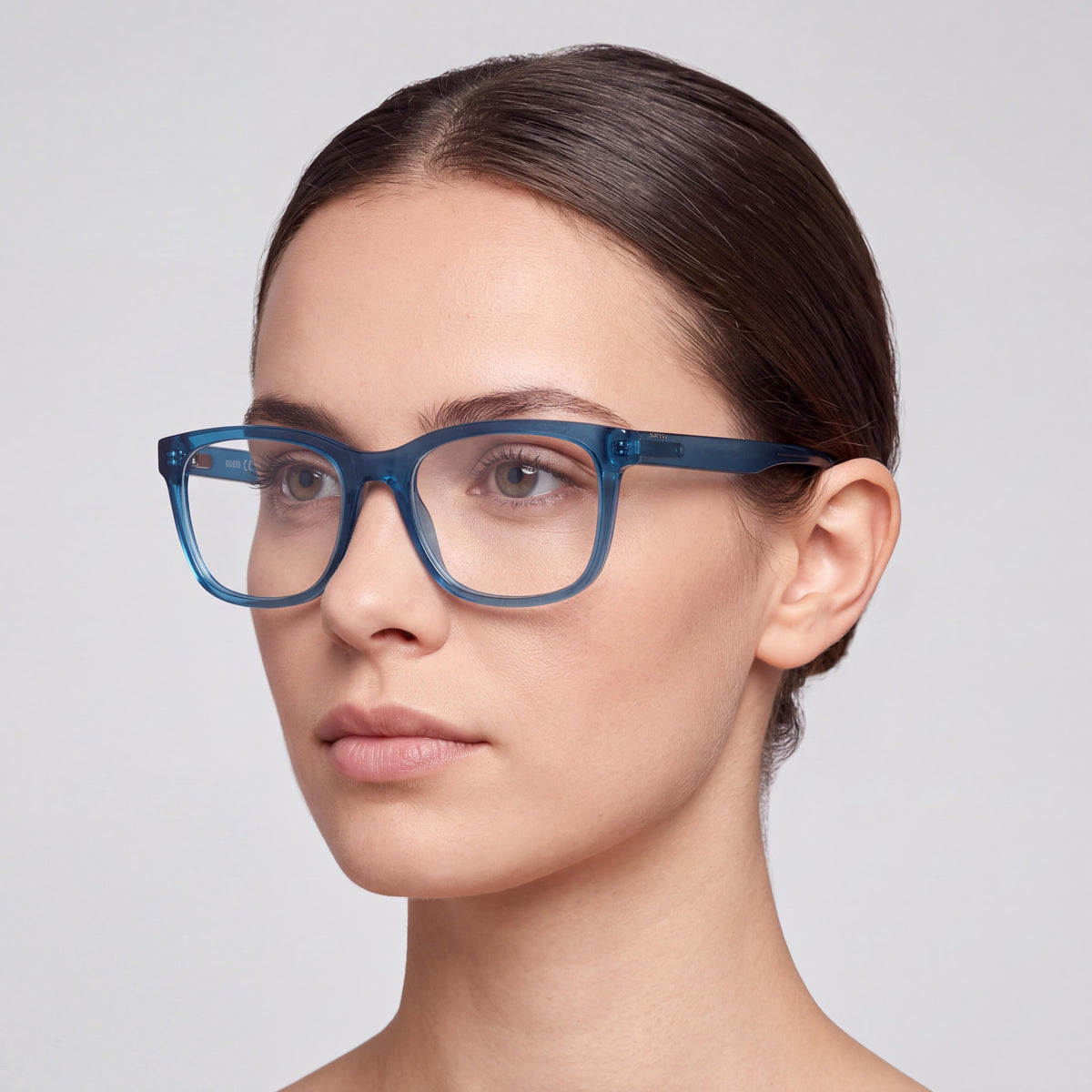 Gafas graduables para mujer GUESS Gu8281 de inyección moderna en azul brillante, 53 mm, con lentes de demostración transparentes, listas para graduar, Photo 4