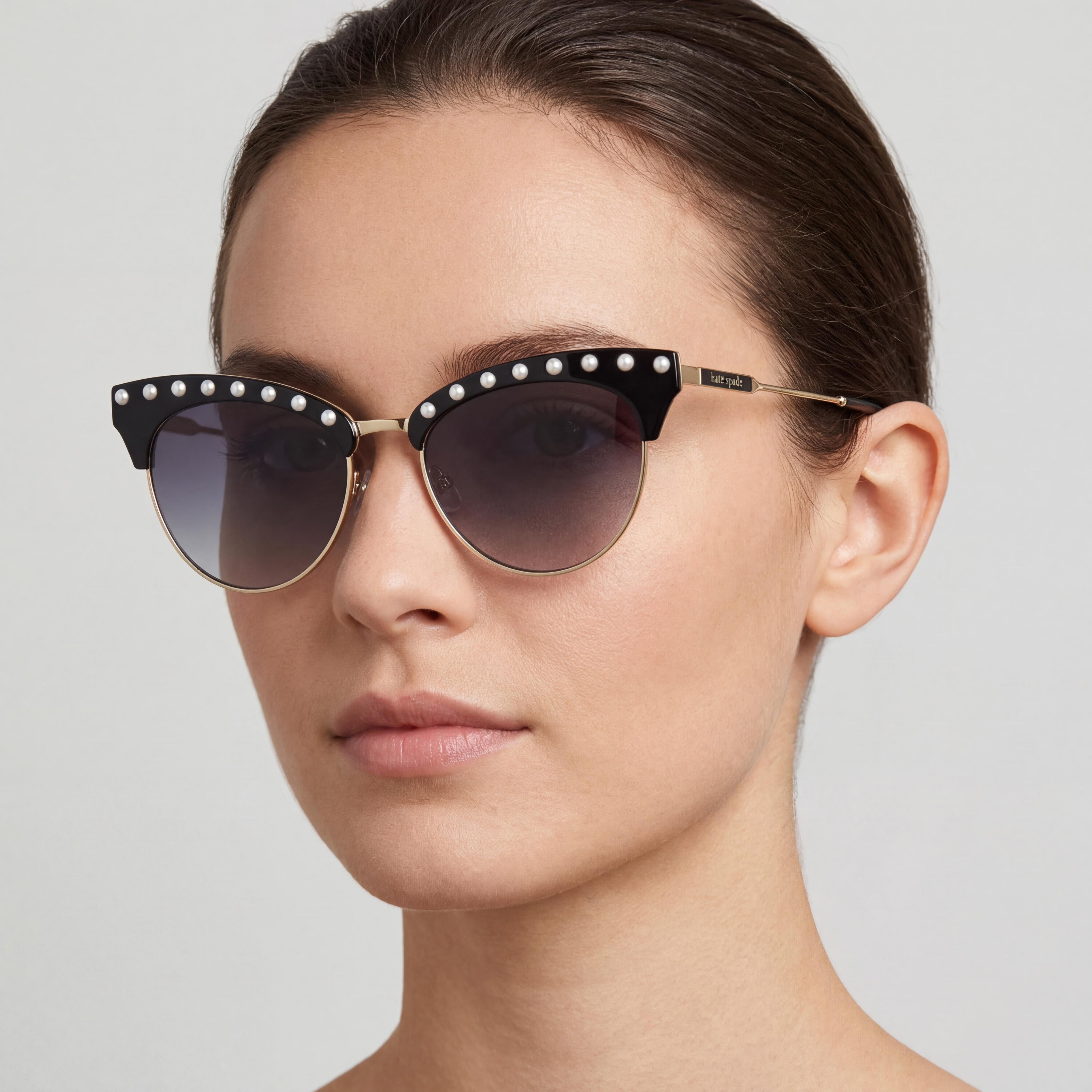 kate spade new york Gafas de sol casuales de ojo de gato para mujer, de acero inoxidable negro, sin polarizar, gris oscuro sombreado, 54 mm, Photo 3