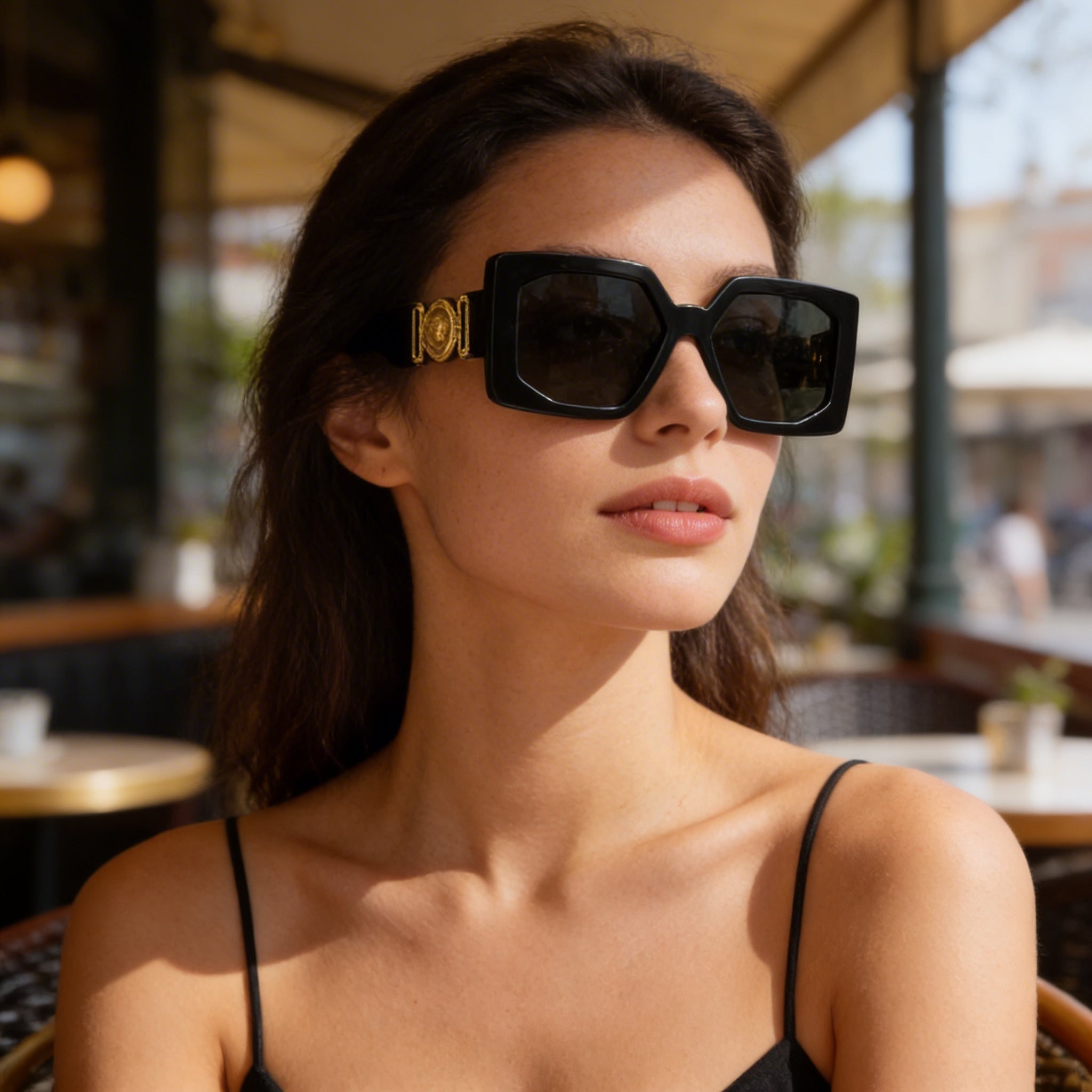Versace Ve 4478 U Gafas de Sol de Mujer de Titanio Negro con Montura Gris Oscuro y Lentes Gris Oscuro 55-17-140, Photo 4