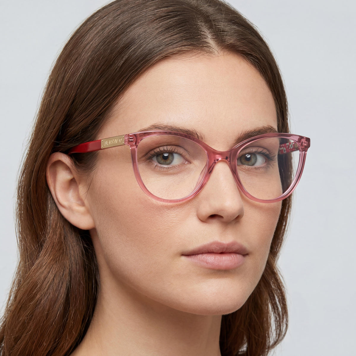 Love Moschino Modern Women's Cateye Multicolor Plastic Frame Eyeglasses with Red Polycarbonate Lenses 53mm, Photo 4