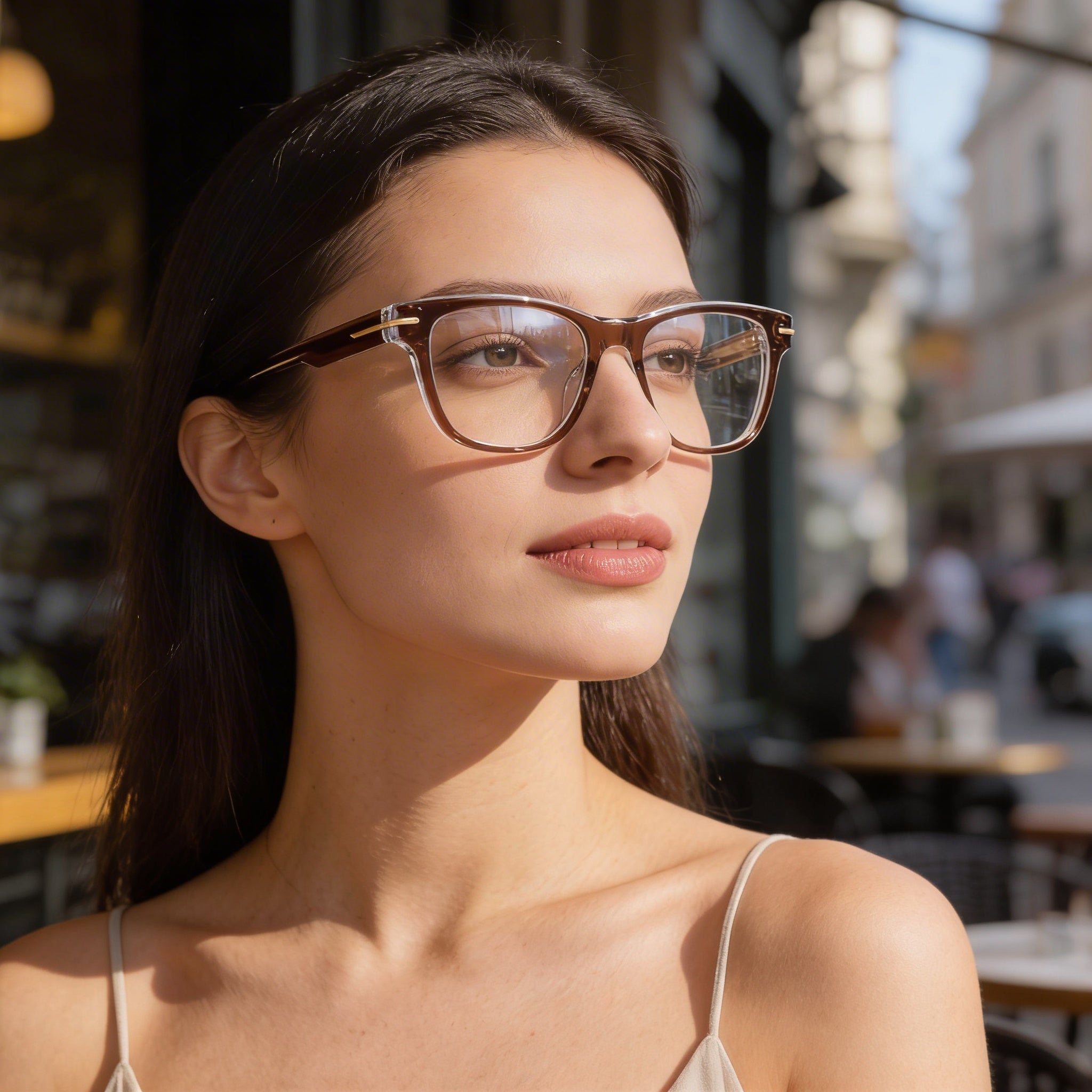 Nike 7176 Women's Optical Eyewear, Acetate Frame in Mink Crystal Laminate, Size 51-18-140, Photo 6