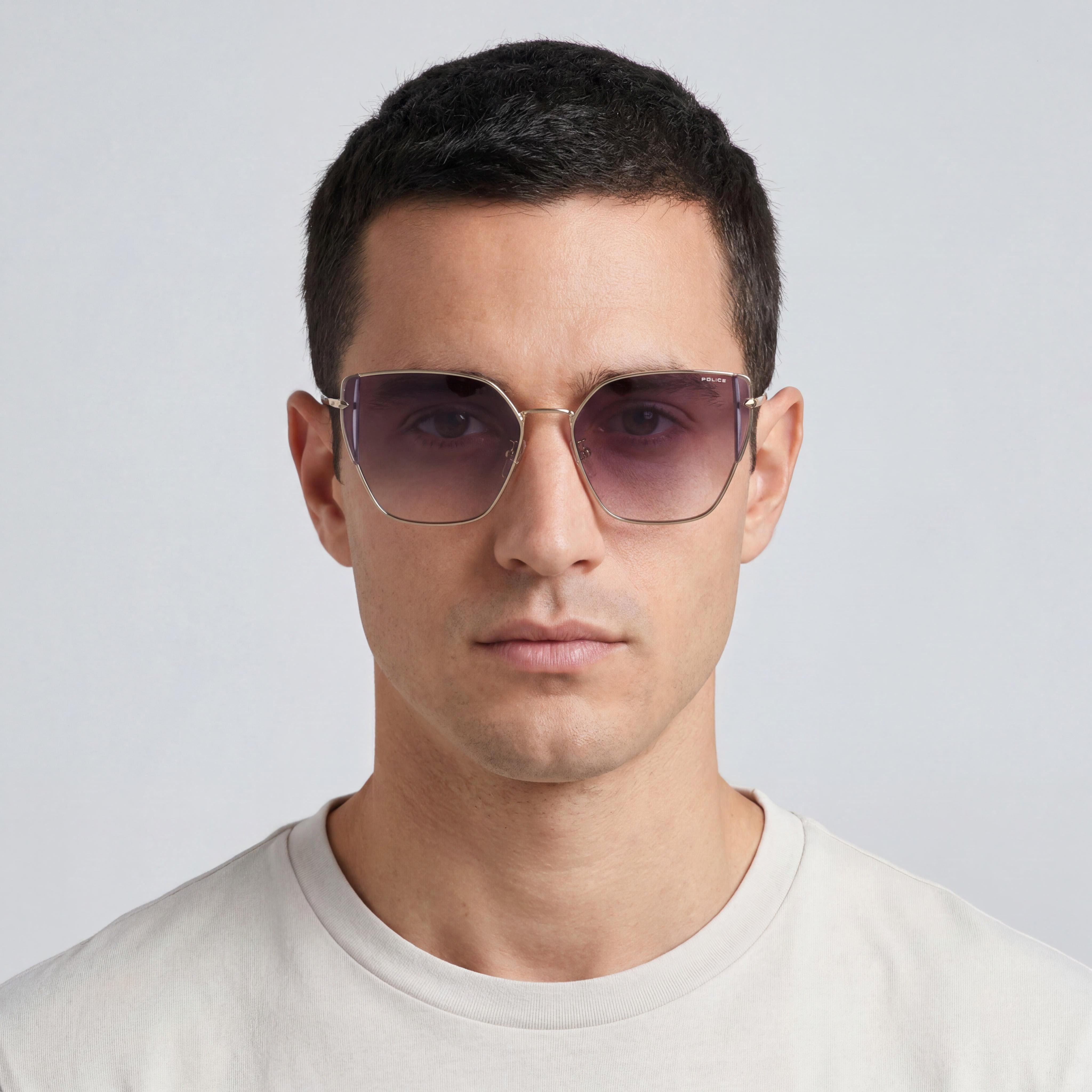 Police Modern Men's Metal Frame Non-Polarized Polycarbonate Eyewear Oro Chiaro Lucido 57-16-140mm, Photo 5