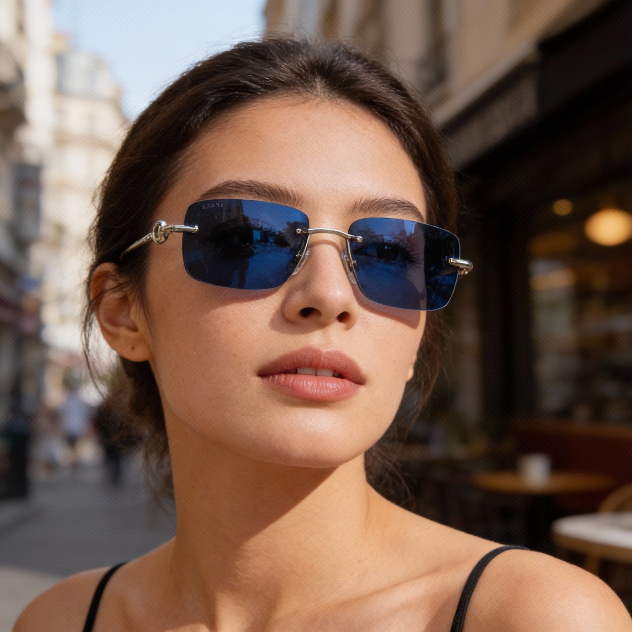 Gucci Casual Women's Silver-Blue Metal Frame Sunglasses with 100% UV Protection, Non-Polarized Lenses, 55mm, Photo 6