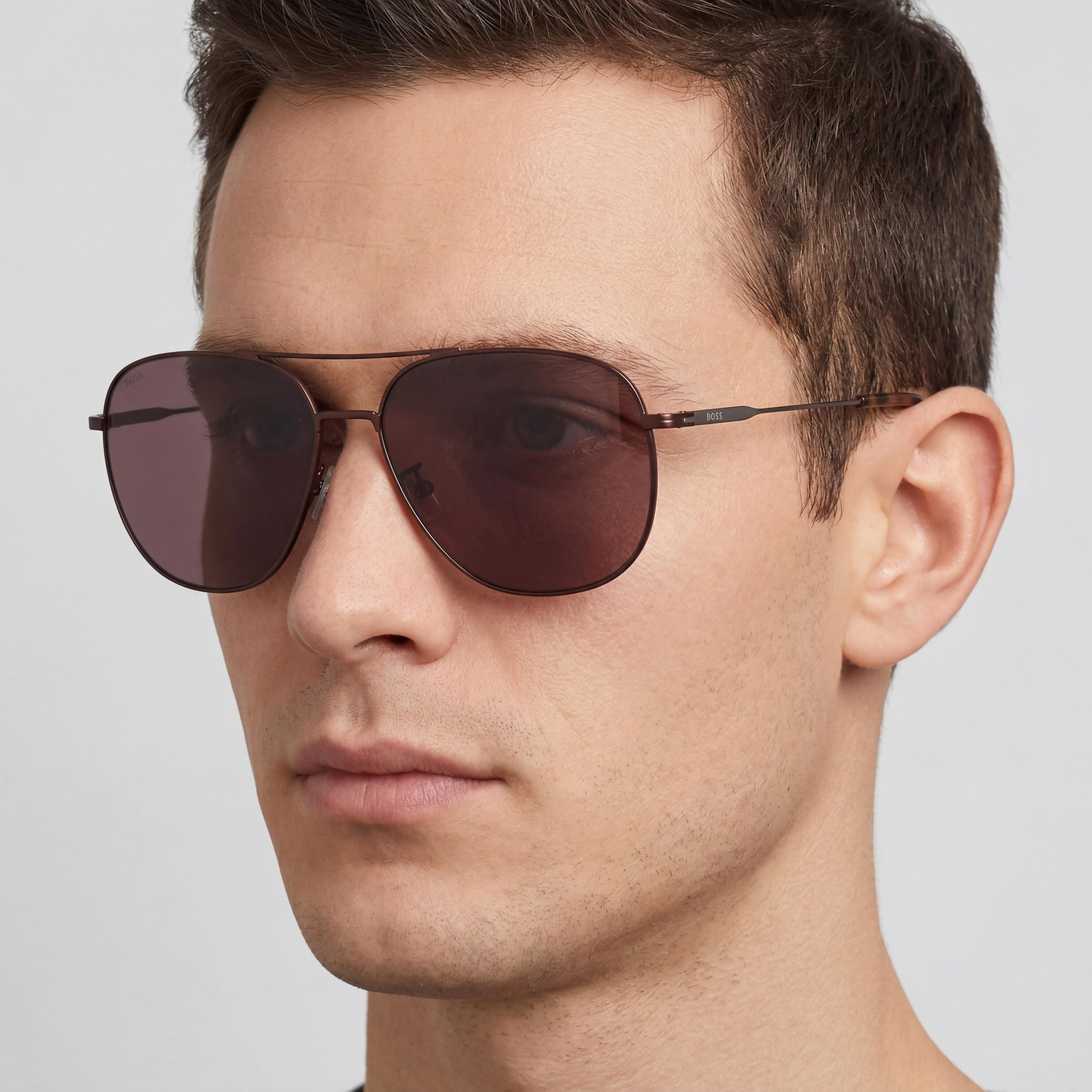 Hugo Boss Boss 1557/O/F/S 1ot 1ot - Montura de plástico gris para hombre, lentes marrones, protección UV, 62 mm, Photo 4