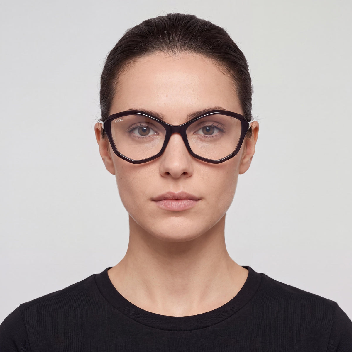 Gafas graduadas para mujer Emilio Pucci EP5238 de estilo moderno en acetato con montura negra brillante y lentes transparentes, 54-18-140 mm, Photo 3