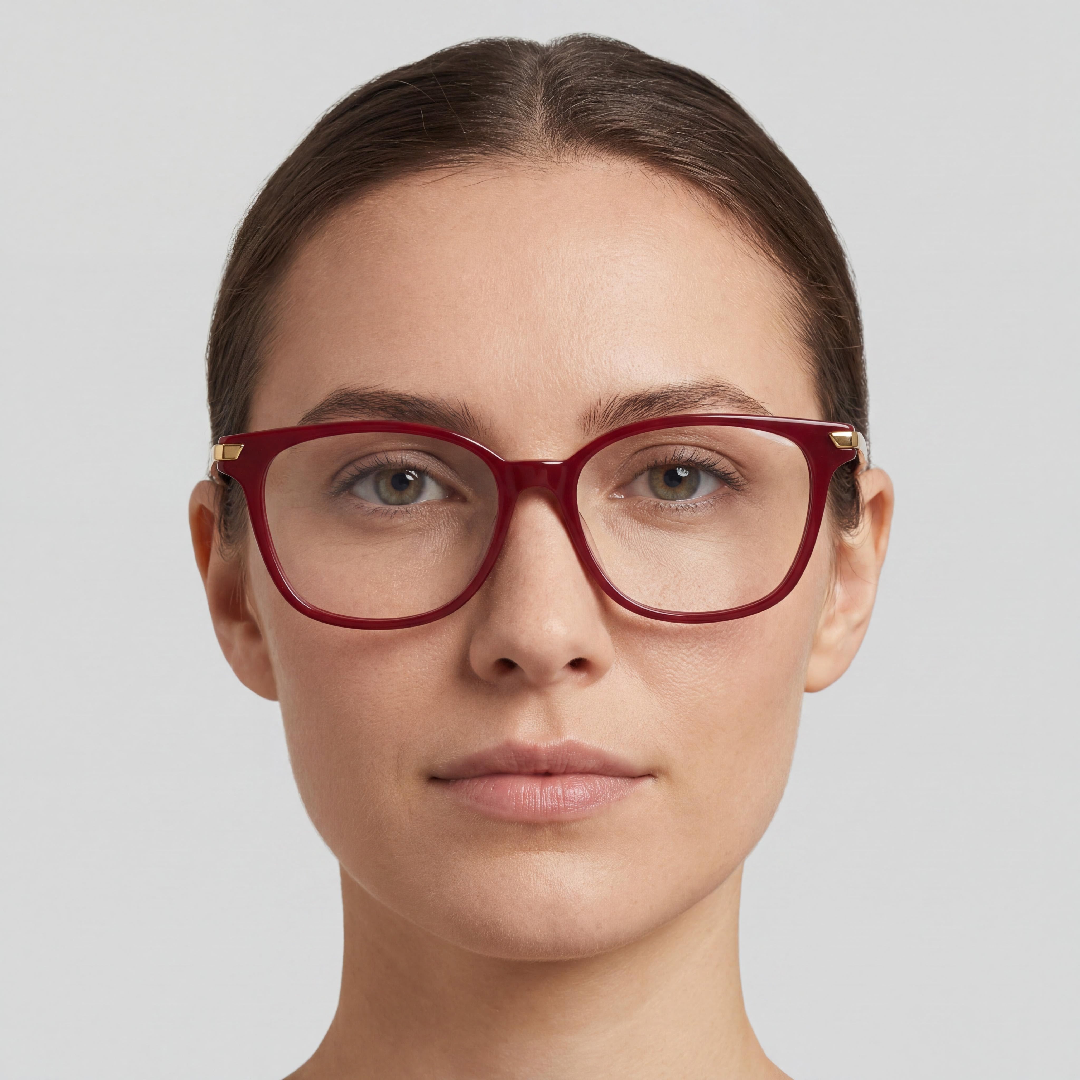 Gafas Ópticas Cuadradas/Rectangulares Bottega Veneta para Mujer, Montura de Plástico Transparente Burdeos y Dorado, 53mm, Photo 3
