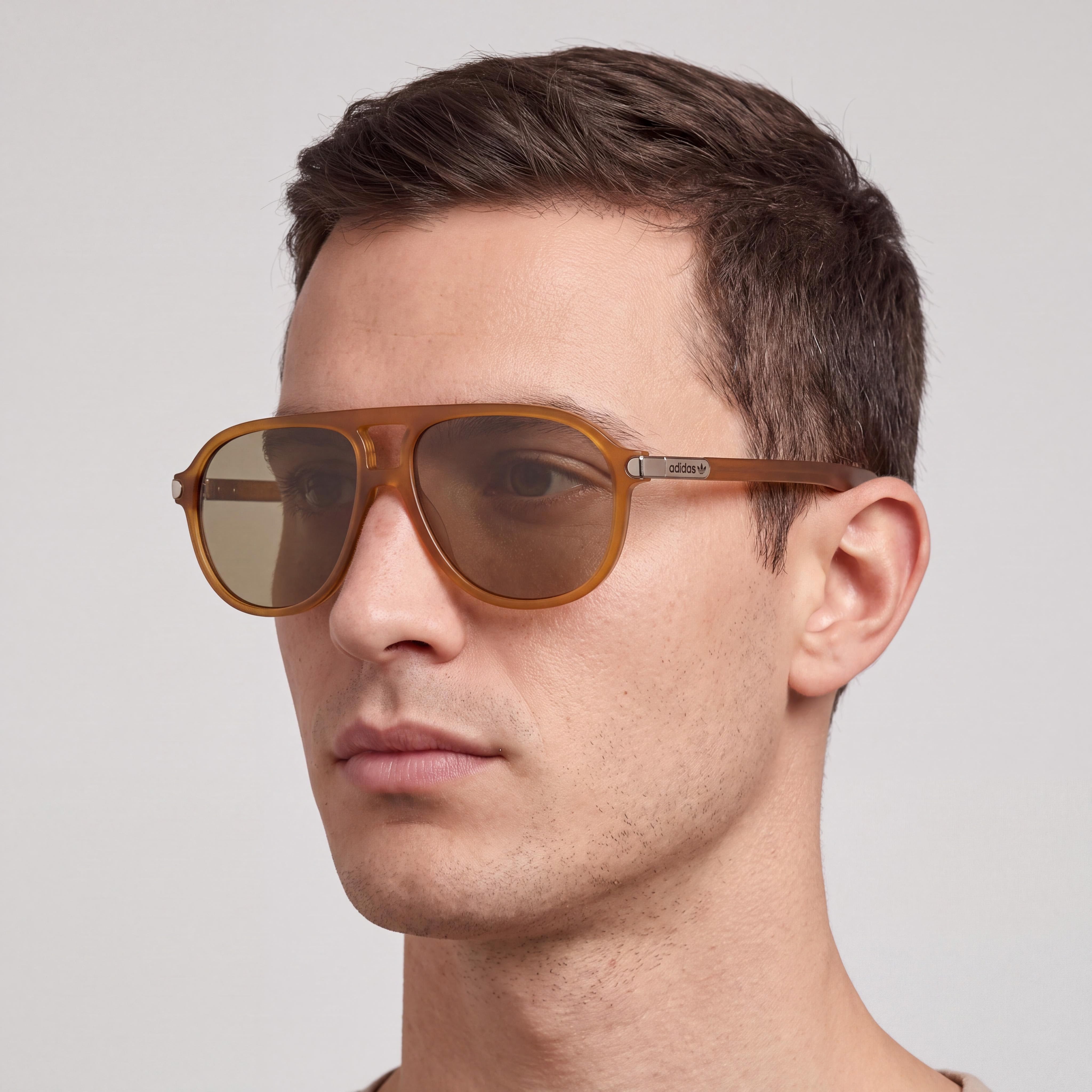 adidas Originals Or0136 Men's Plastic Shiny Light Orange Mirror Green Non-Polarized UV 400 58mm Eyewear, Photo 4