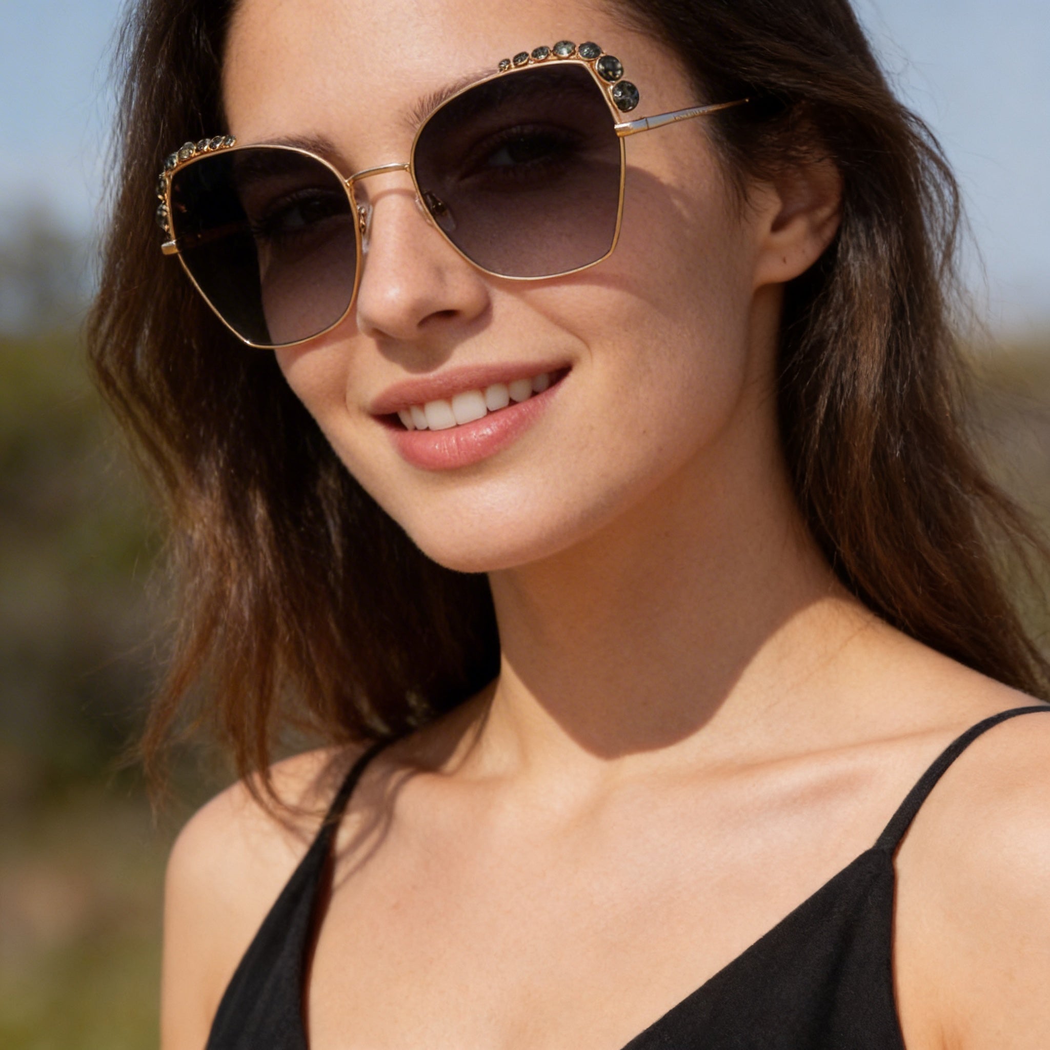 Carolina Herrera Casual para mujer Plástico Oro Rosado Armazón degradado gris Lentes grises con protección UV de 59 mm, Photo 5
