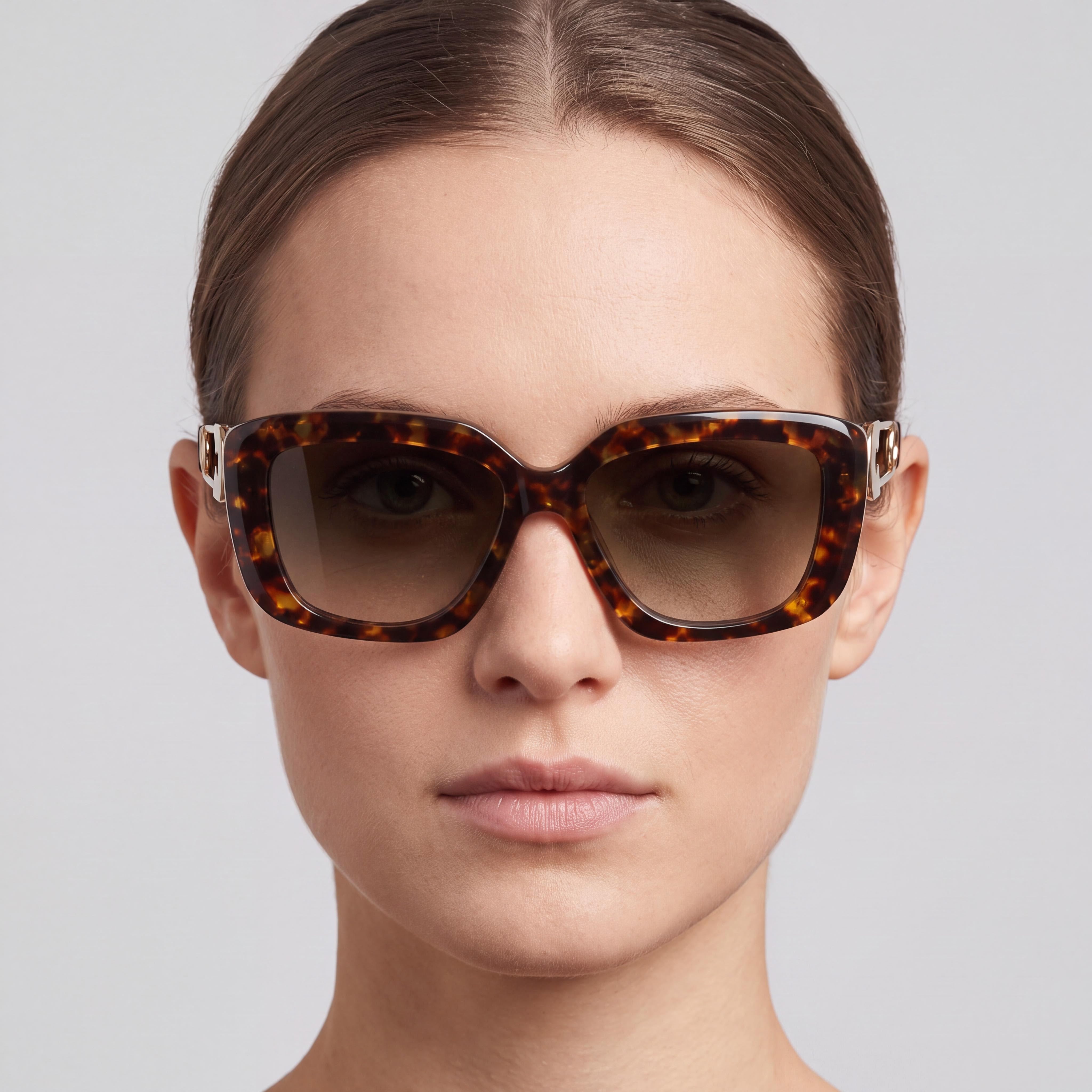 Moschino MOS168/S Women's Havana Acetate Green Shaded UV Protection Non-Polarized Sunglasses 55mm, Photo 5