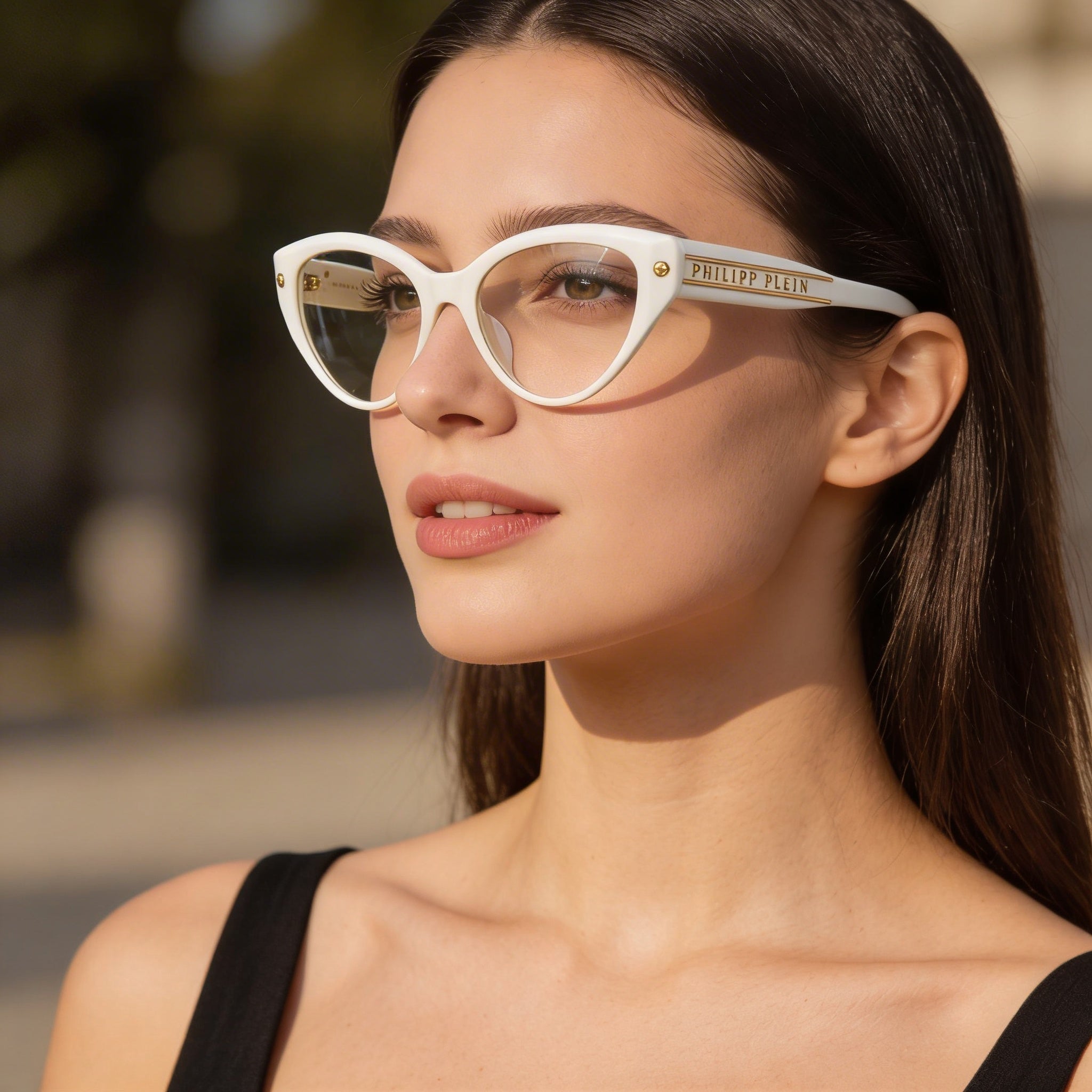 Gafas Philipp Plein Classic para mujer de acetato amarillo claro dorado de 54 mm, Photo 4