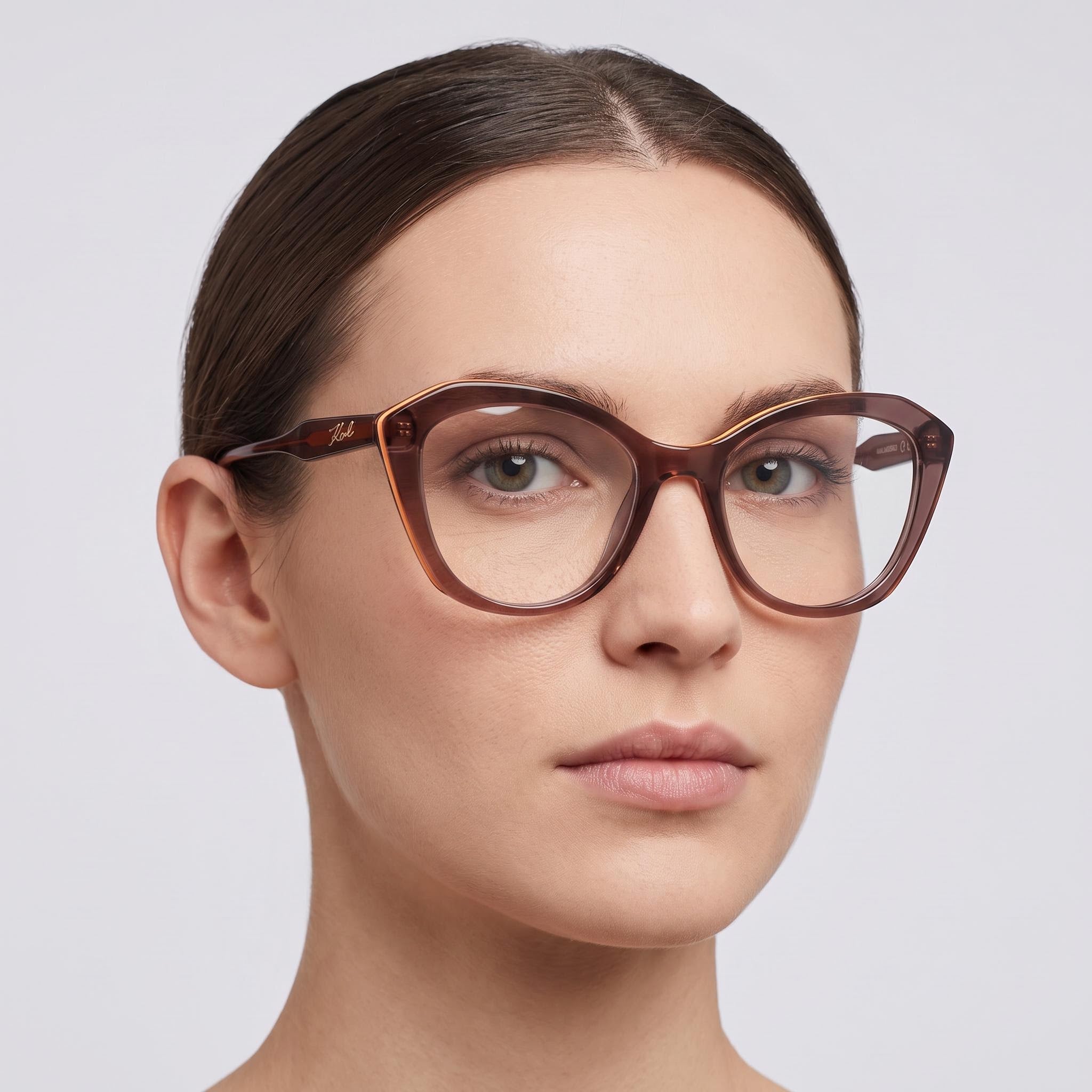 Gafas para mujer KARL LAGERFELD Modernas Marrones con Montura iniciettato, Ancho de Lente 52 mm, Ancho de Puente 19 mm, Longitud de Patilla 140 mm, Photo 4