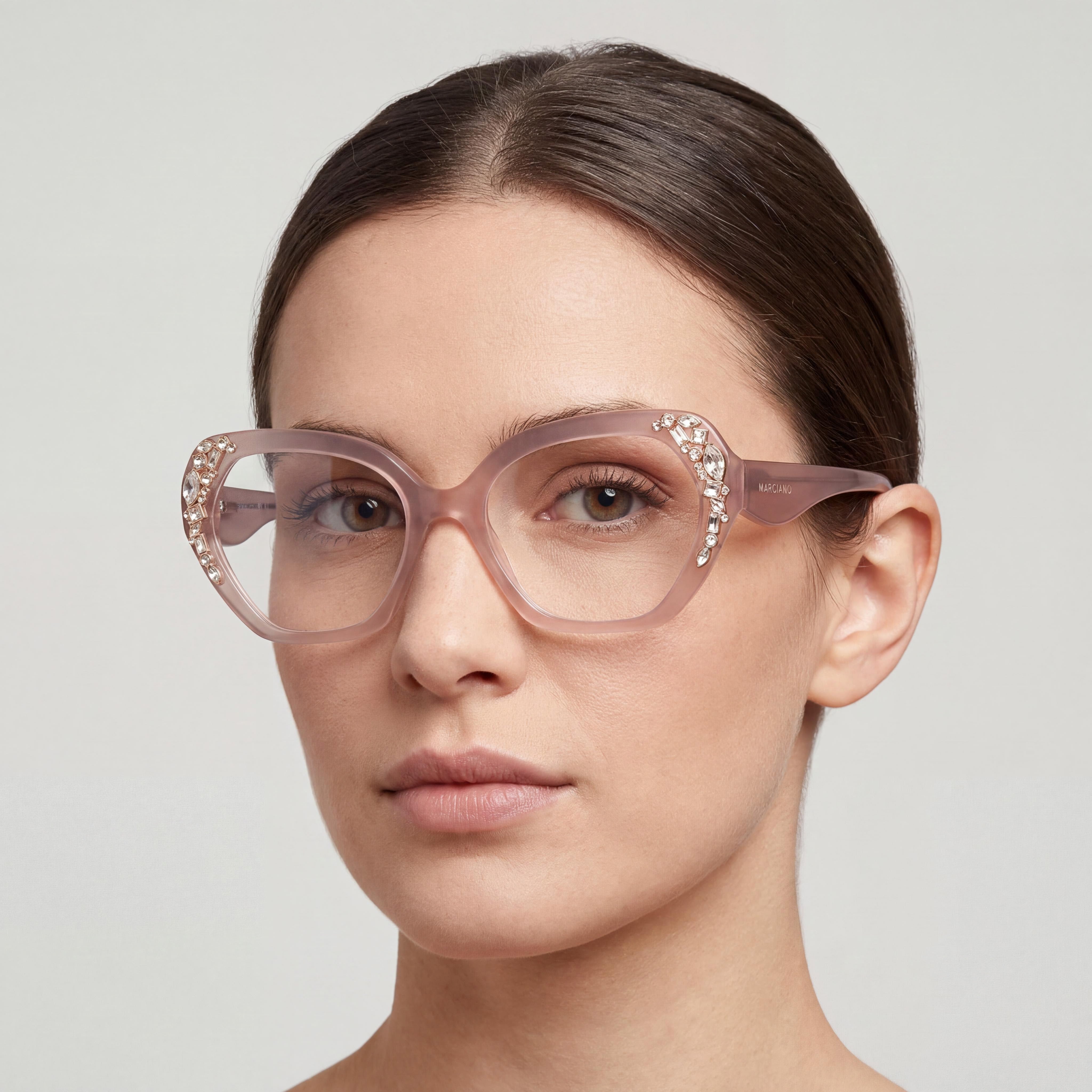 Guess by Marciano Gm50039 Gafas sin graduar de mujer con montura de plástico brillante beige 53-18-140, Photo 3
