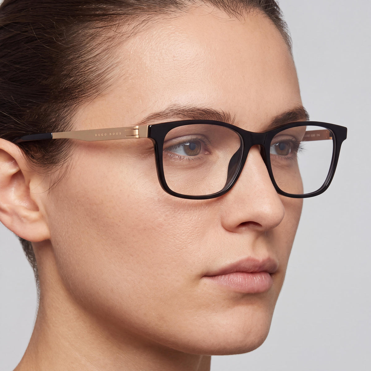 BOSS Audio Systems B1343f Unisex Rectangular Acetate & Stainless Steel Black Gold Optical Eyeglass Frames 54mm, Photo 5