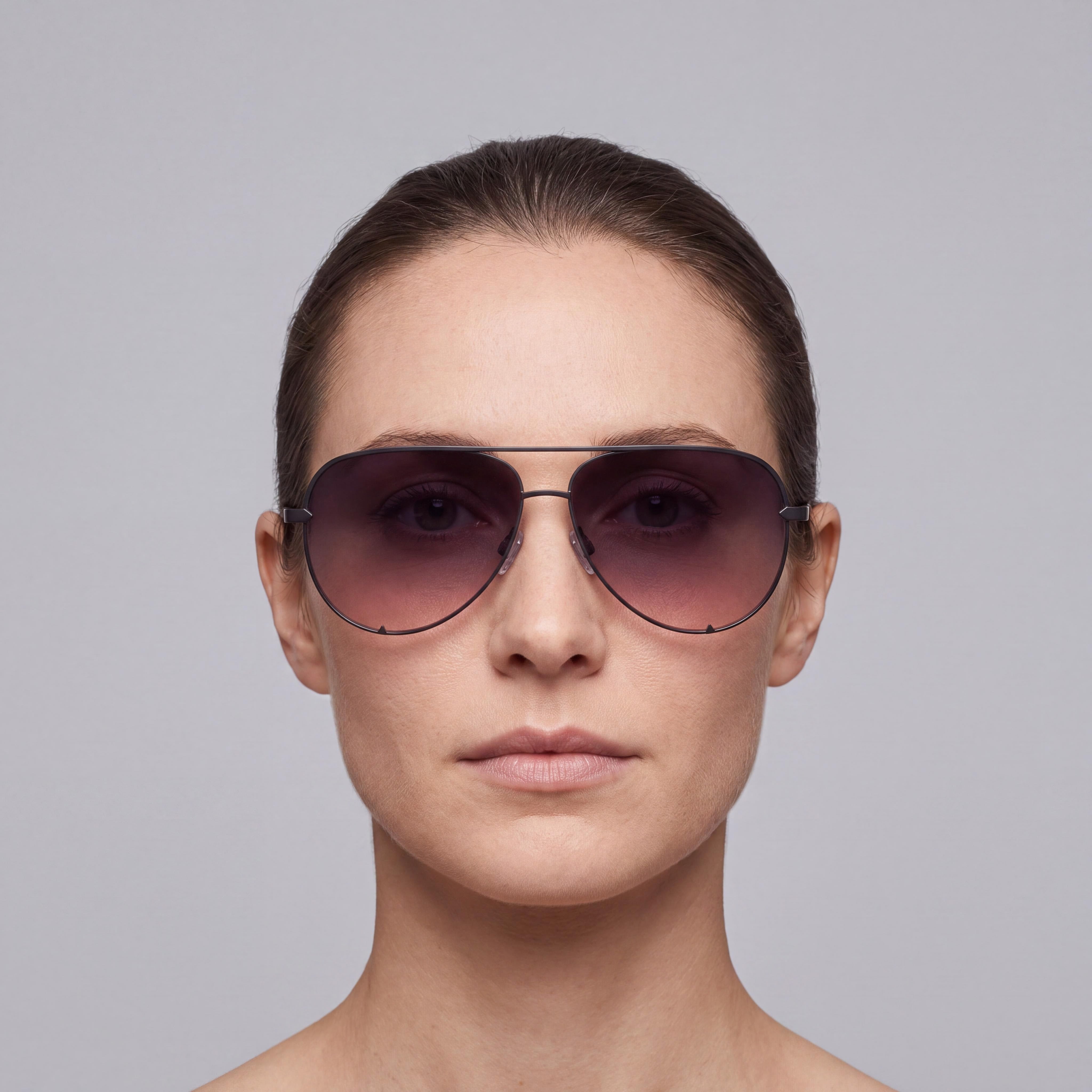QUAY AUSTRALIA High Key Aviator Women's Black Pink Plastic Frame Black Plum Pink Polycarbonate Lens Sunglasses 64mm, Photo 4