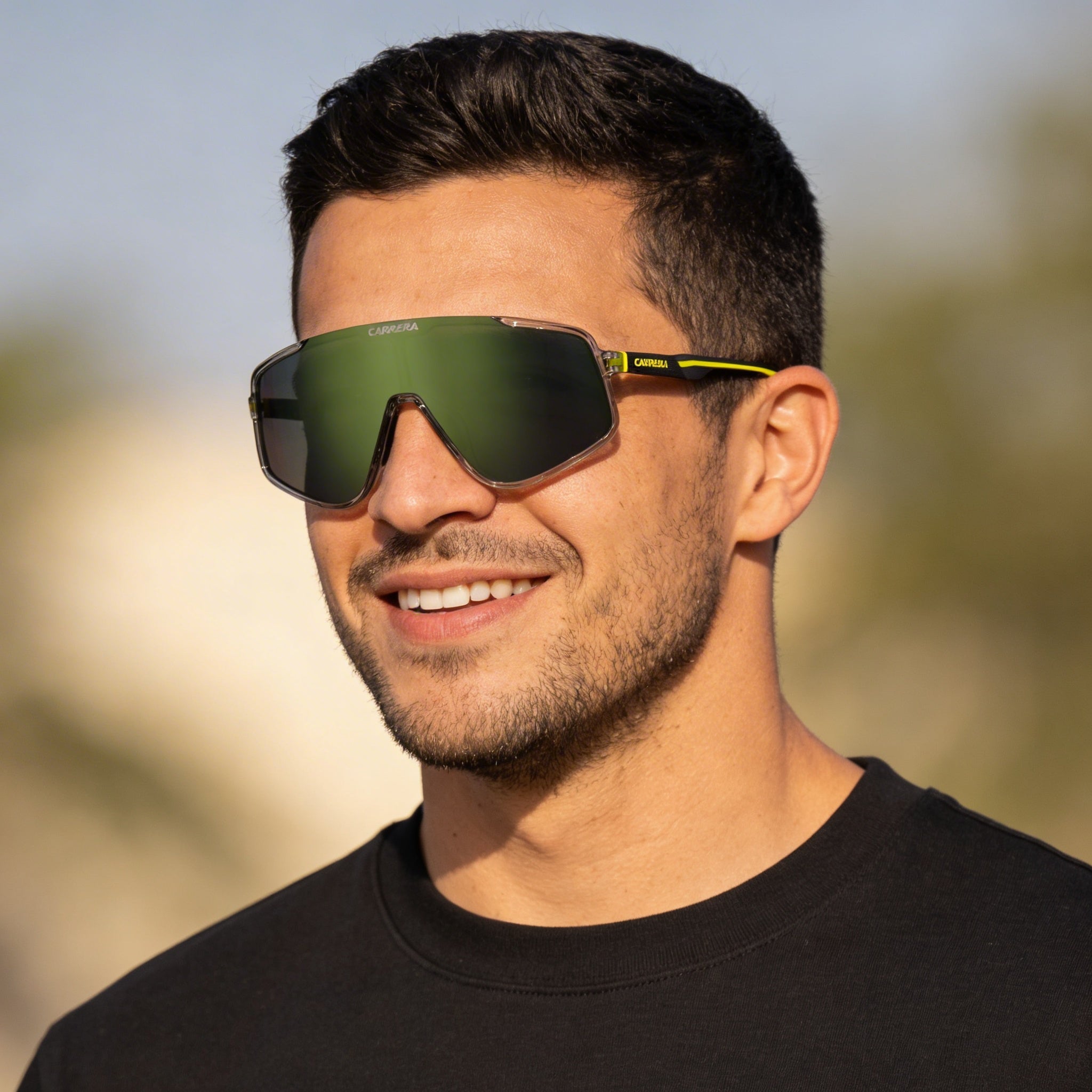 Gafas de sol Carrera 4017/S para hombre, montura gris y amarilla, lentes de espejo verde, 99 mm, Photo 6