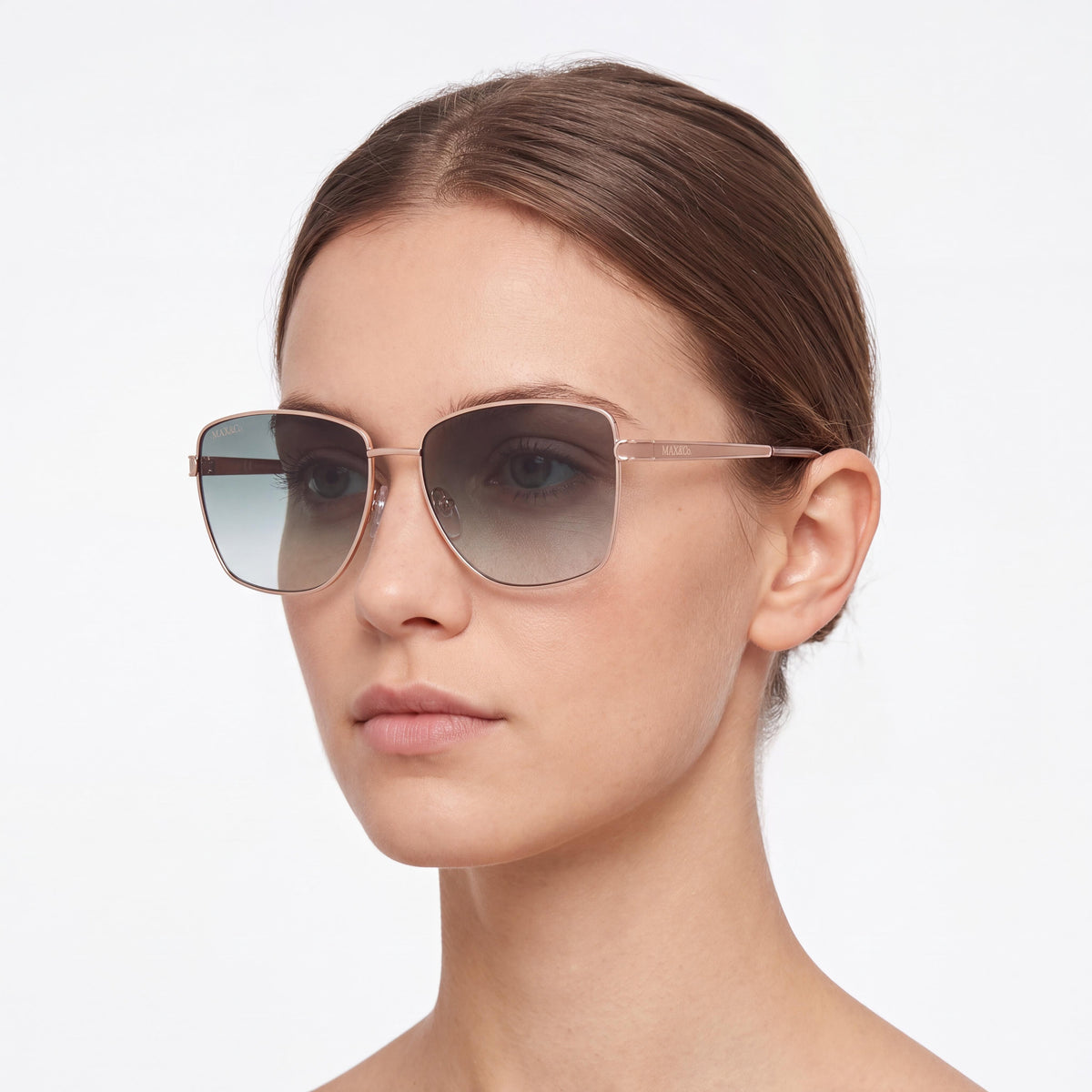Max & Co. Modern Women's Metal Sunglasses, Shiny Pink Gold Frame, Gradient Green Lenses 57, Photo 4