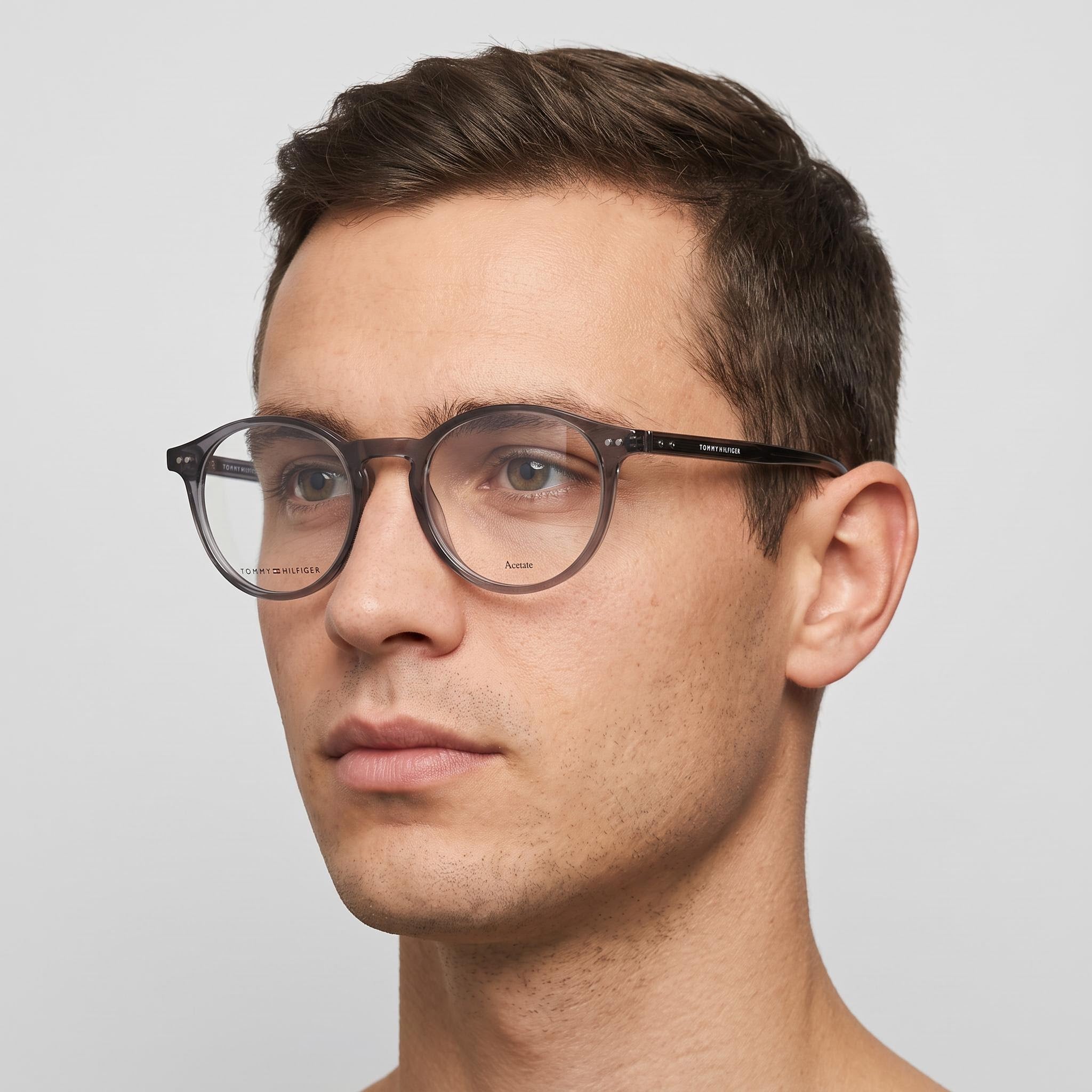 Tommy Hilfiger Modern Unisex Acetate Eyeglasses Shaded Grey Texture Transparent Grey 49mm, Photo 4