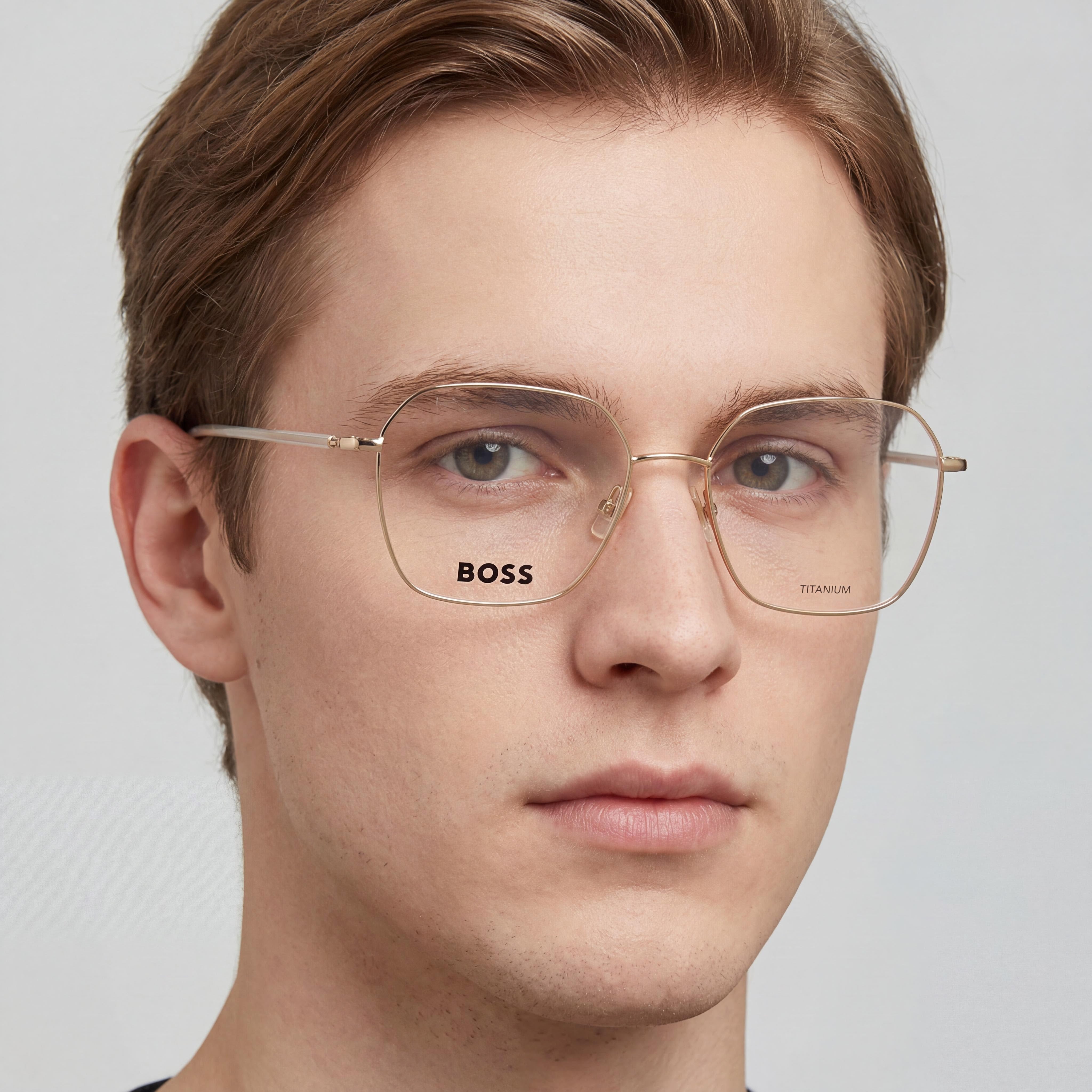 BOSS Audio Systems Boss 1398 Unisex Full Rim Square Rose Gold Titanium Frame with Polycarbonate Lenses, 54mm Eyeglasses, Photo 4