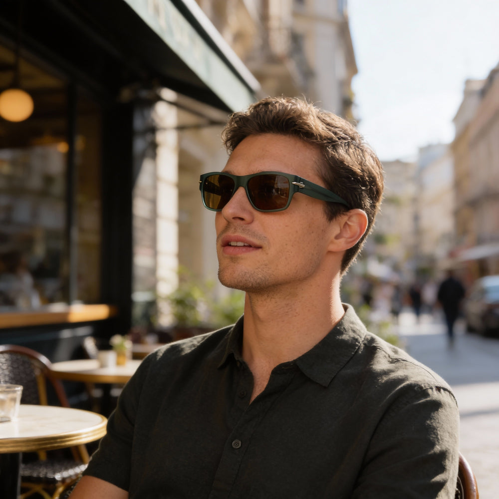 Gafas de sol Rag & Bone de acetato para hombre, montura verde, lentes marrones no polarizadas de 55 mm