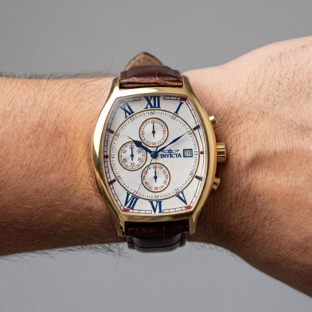 Invicta Specialty 49840 Unisex Gold Stainless Steel Leather Strap Quartz Chronograph Watch 43mm