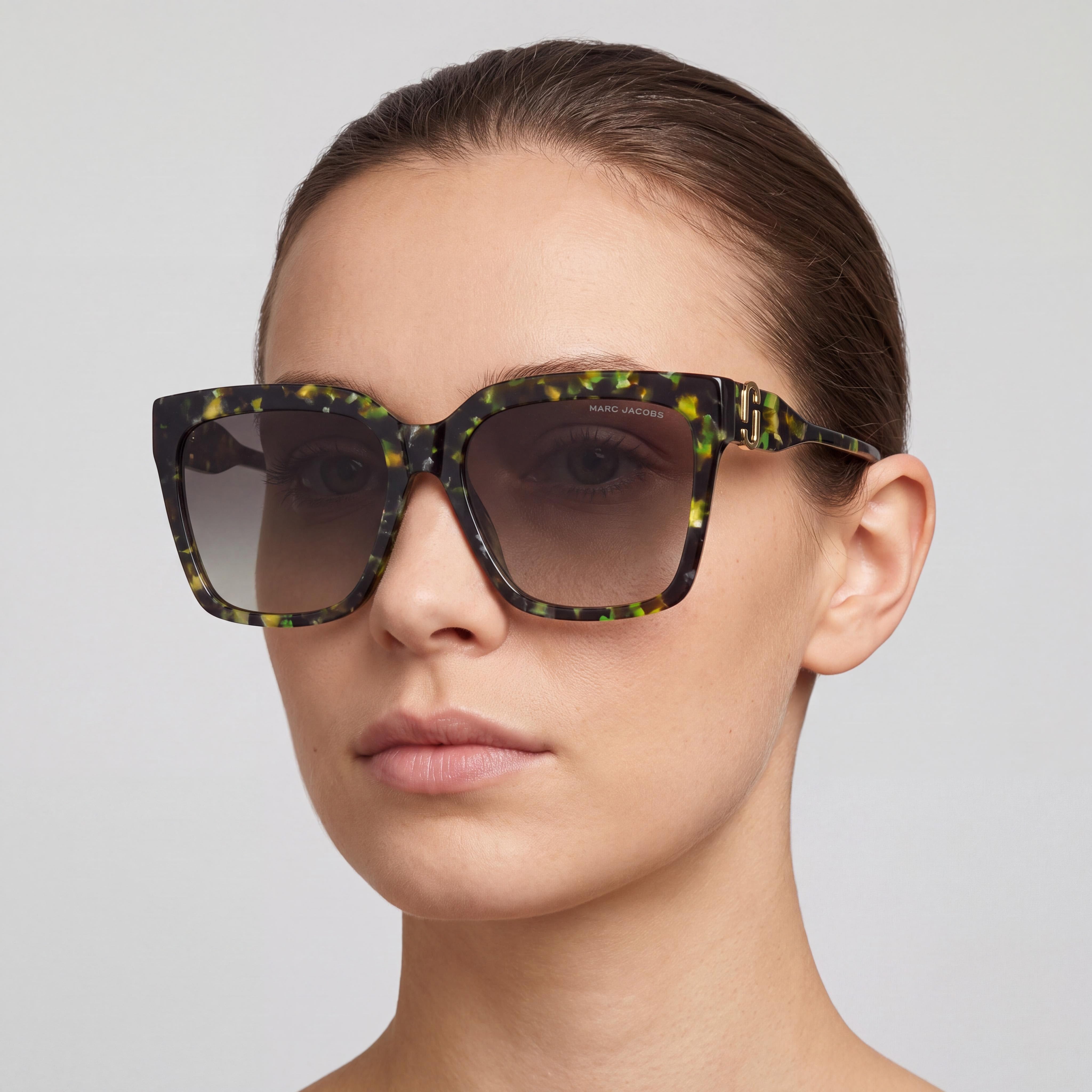 Marc Jacobs Marc 764/S Women's Acetate Sunglasses, Green Havana/Brown Frame, Brown Lenses, 57mm UV Protection, Photo 5
