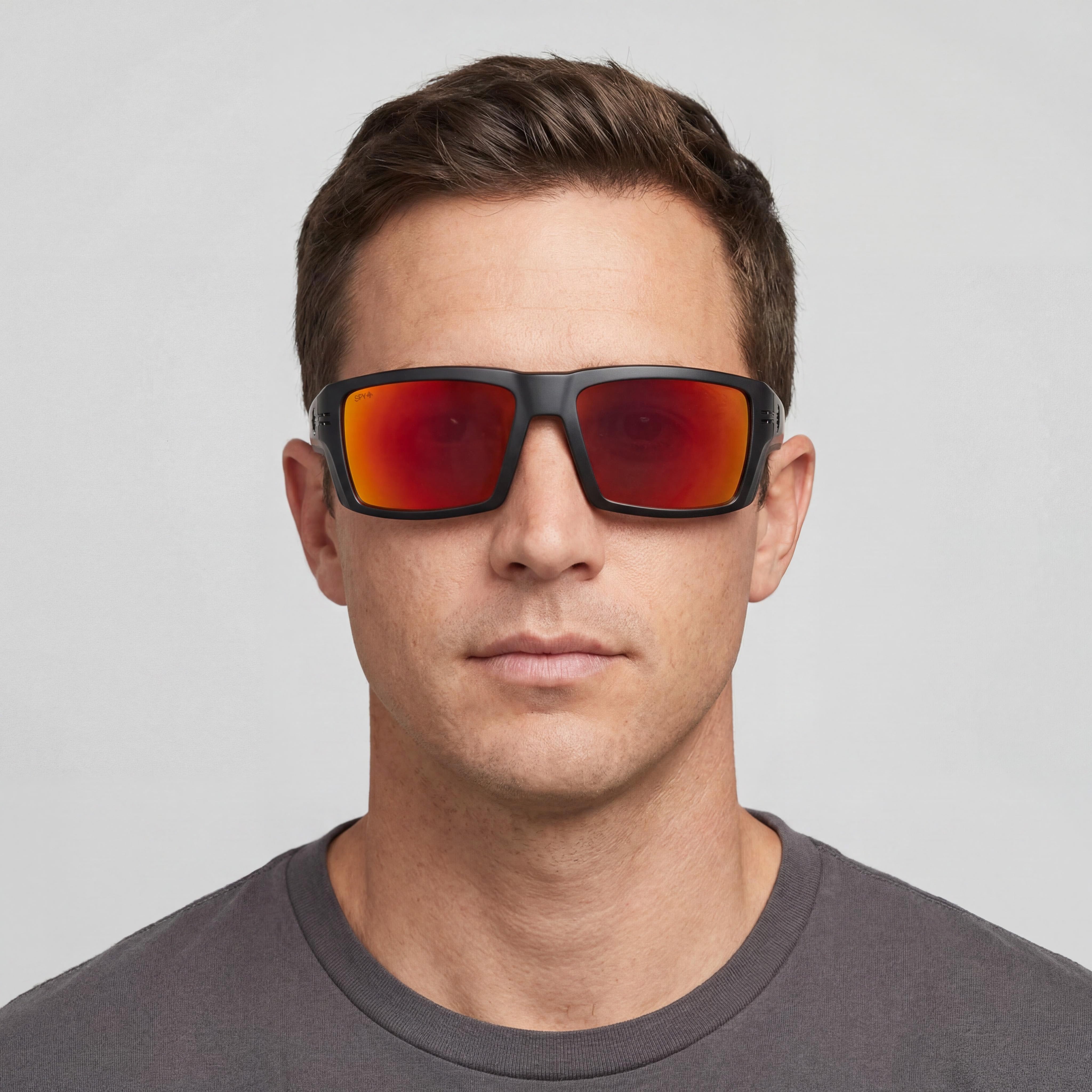 Gafas de sol unisex SPY Rebar de plástico negro mate, lentes Happy Bronze Red Spectra Mirror no polarizadas, protección UV del 100%, 62 mm, Photo 4
