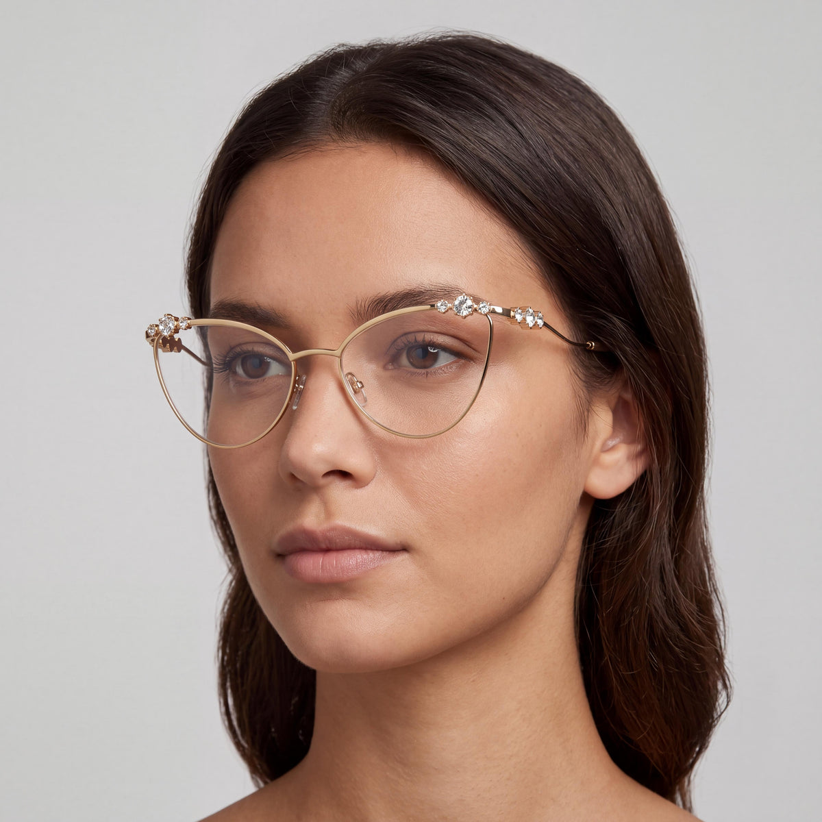 Swarovski 1033 Women's Cat Eye Metal Prescription Eyeglass Frames Gold Lens 56mm Bridge 18mm Temple 140mm, Photo 5