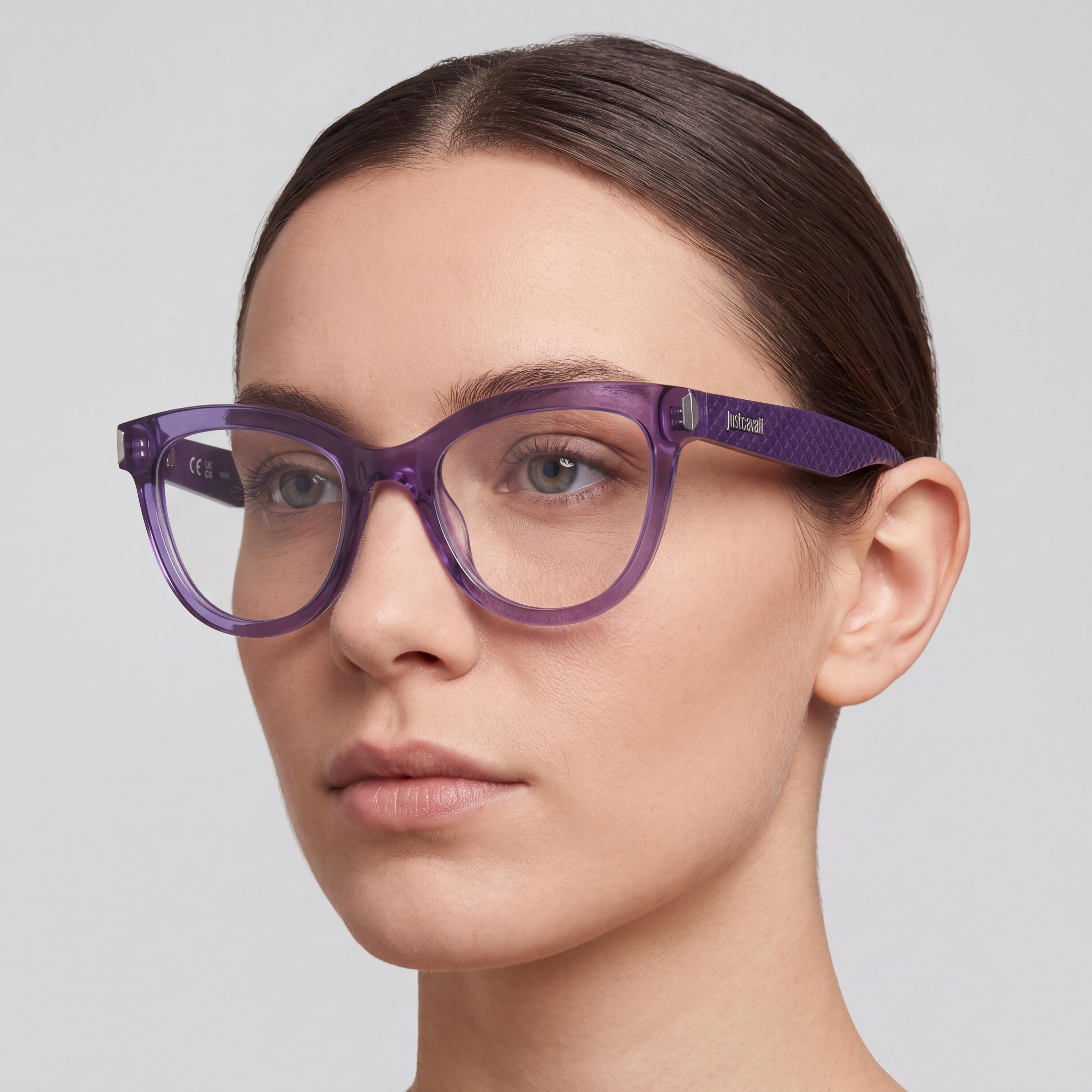 Just Cavalli Vjc004v Women's Acetate Optical Frames in Transparent Violet, Lens 51mm Bridge 20mm Temple 140mm, Photo 4