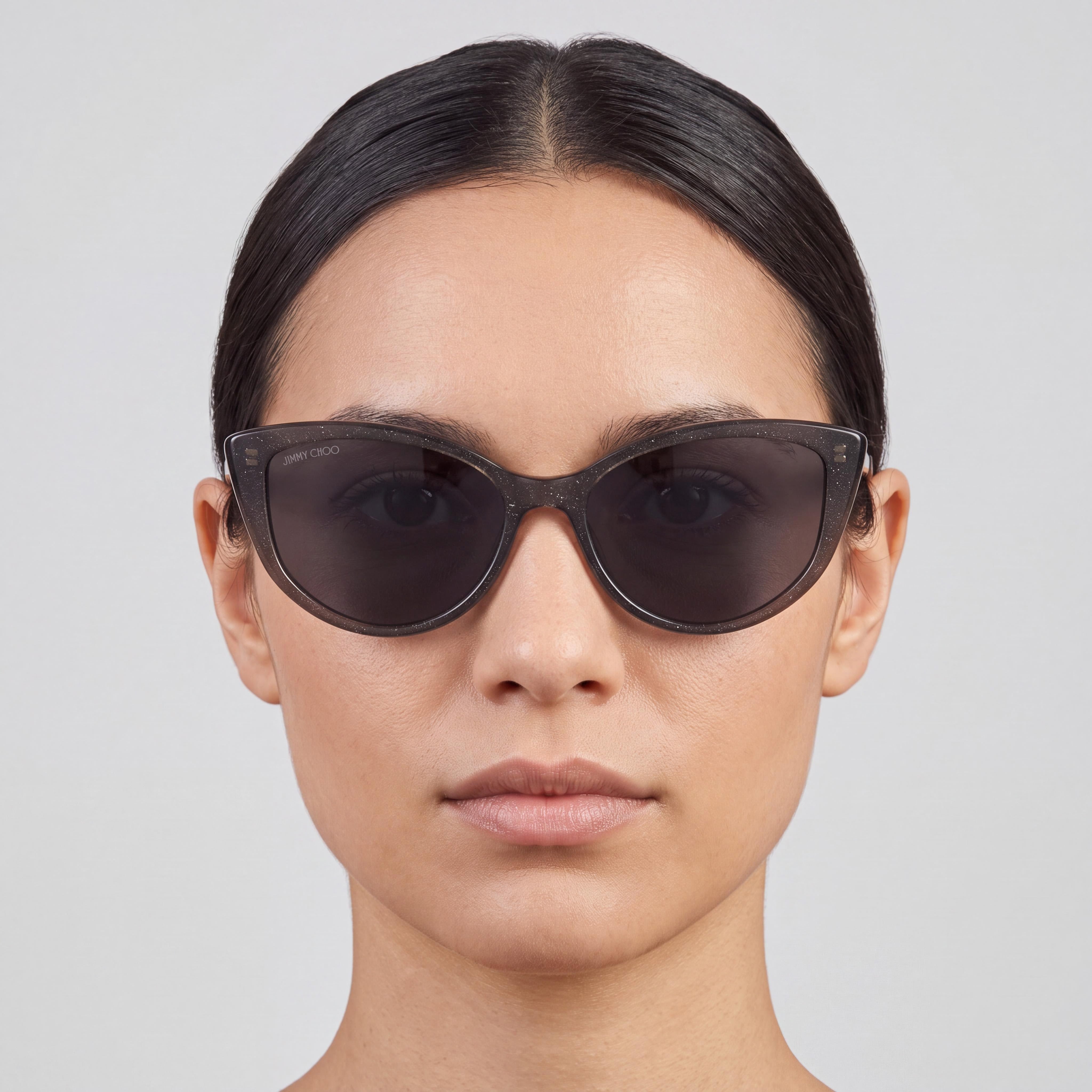 JIMMY CHOO Cat Eye Women's Sunglasses, Glitter Grey Plastic Frame, Glitter Grey Lenses, 100% UV Protection, 56mm, Photo 5