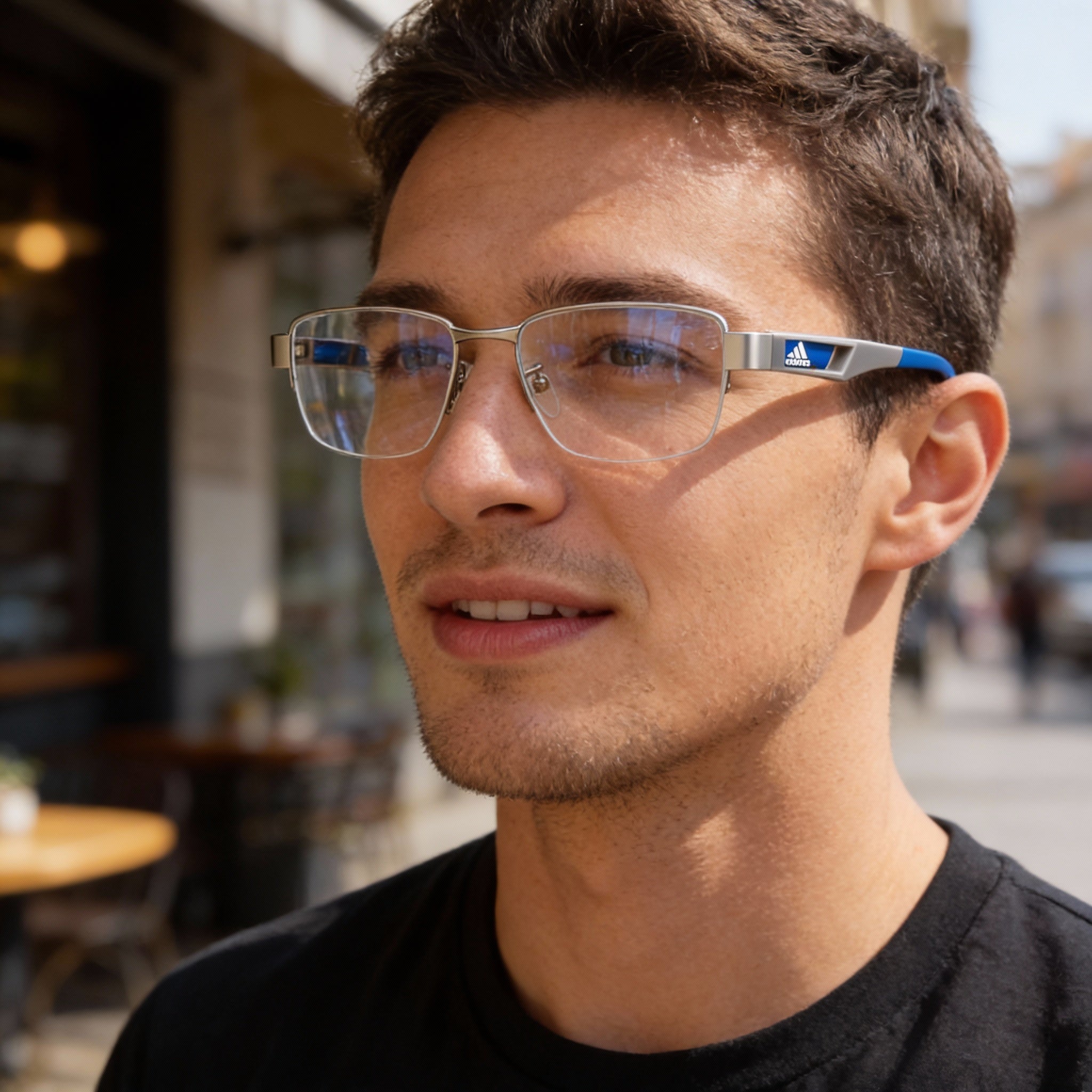 adidas Casual Men's Metal Rectangle Semi-Rimless Eyeglasses, Palladium Silver Frame, Clear Lenses, 53mm Lens Width, Photo 4