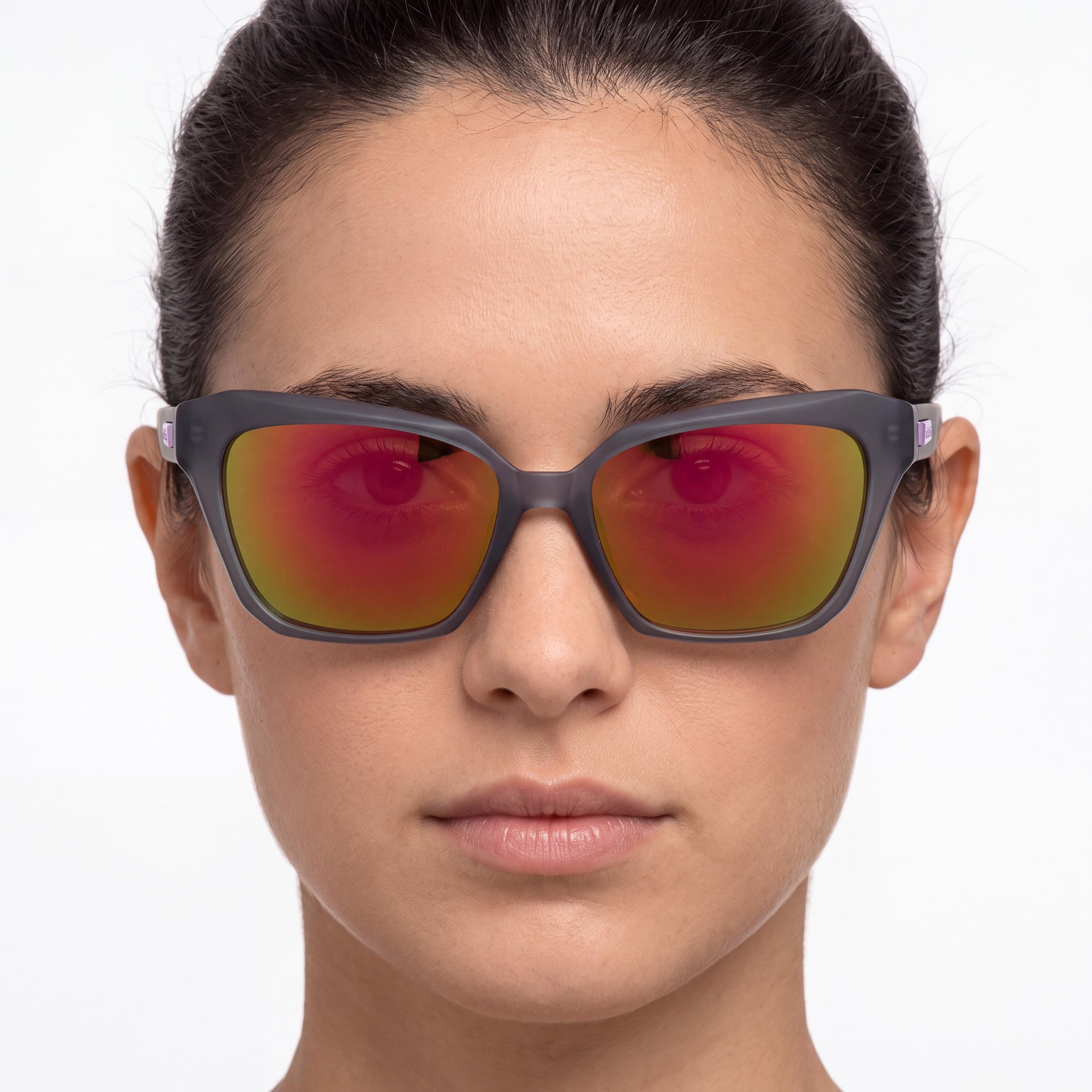 Gafas de sol adidas Originals para mujer, modelo Cat Eye, con montura de plástico gris y lentes de espejo violeta rosado, protección UV, 55mm, Photo 5
