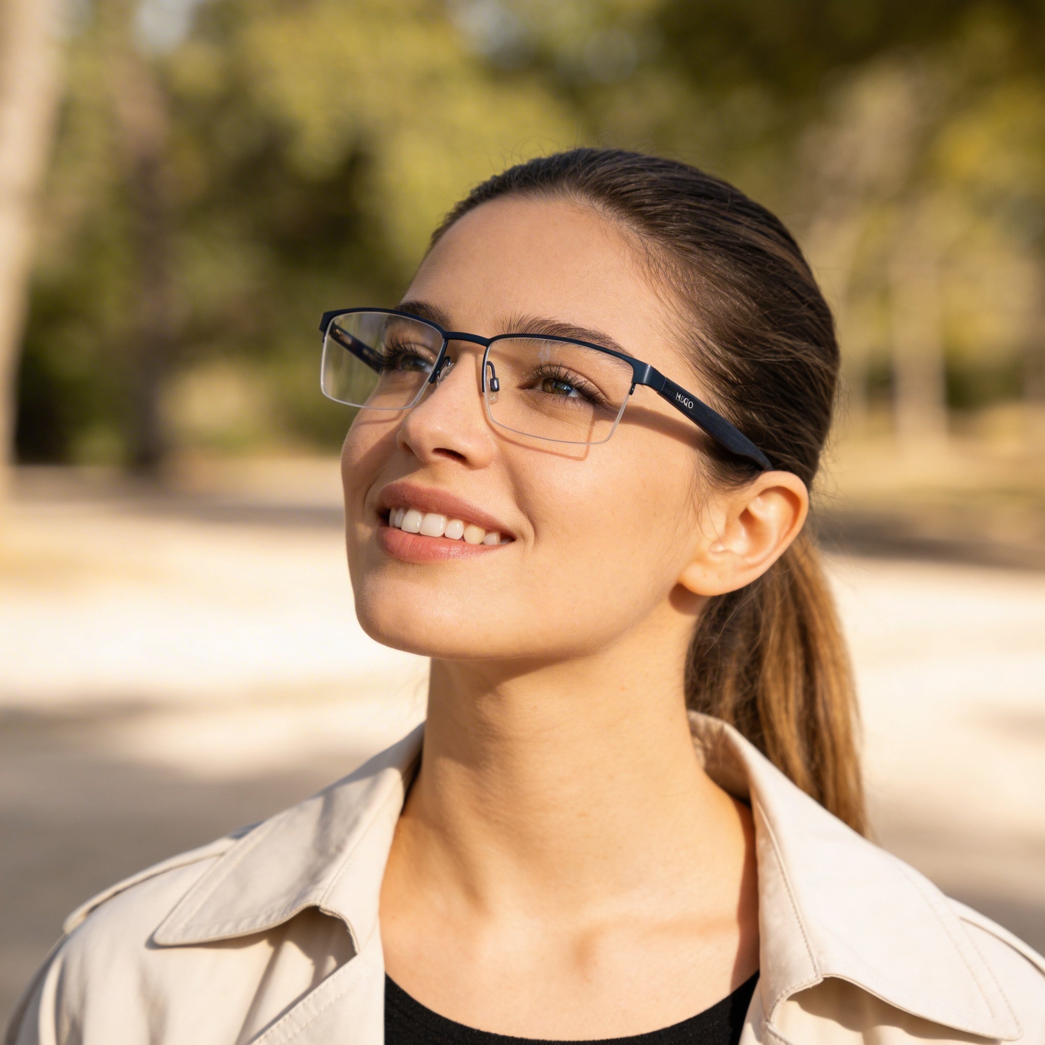 Hugo Boss 0324 Gafas graduadas unisex, montura de metal de acetato y acero inoxidable, Bluwood mate, tamaño 55, Photo 6