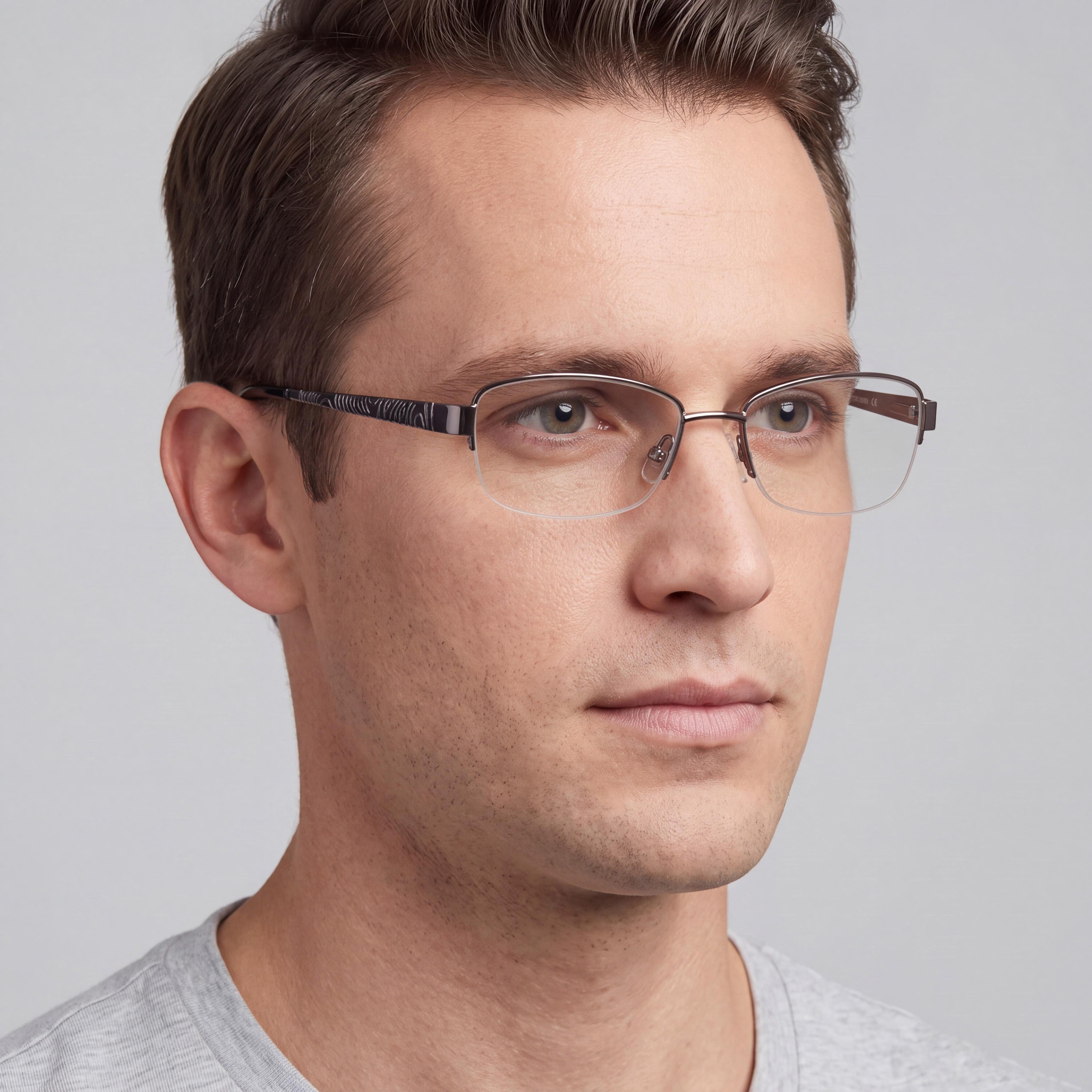 Liz Claiborne Men's 611 Ruthenium Metal Frame Semi-Rimless Rx-able Eyeglasses 52mm, Photo 3