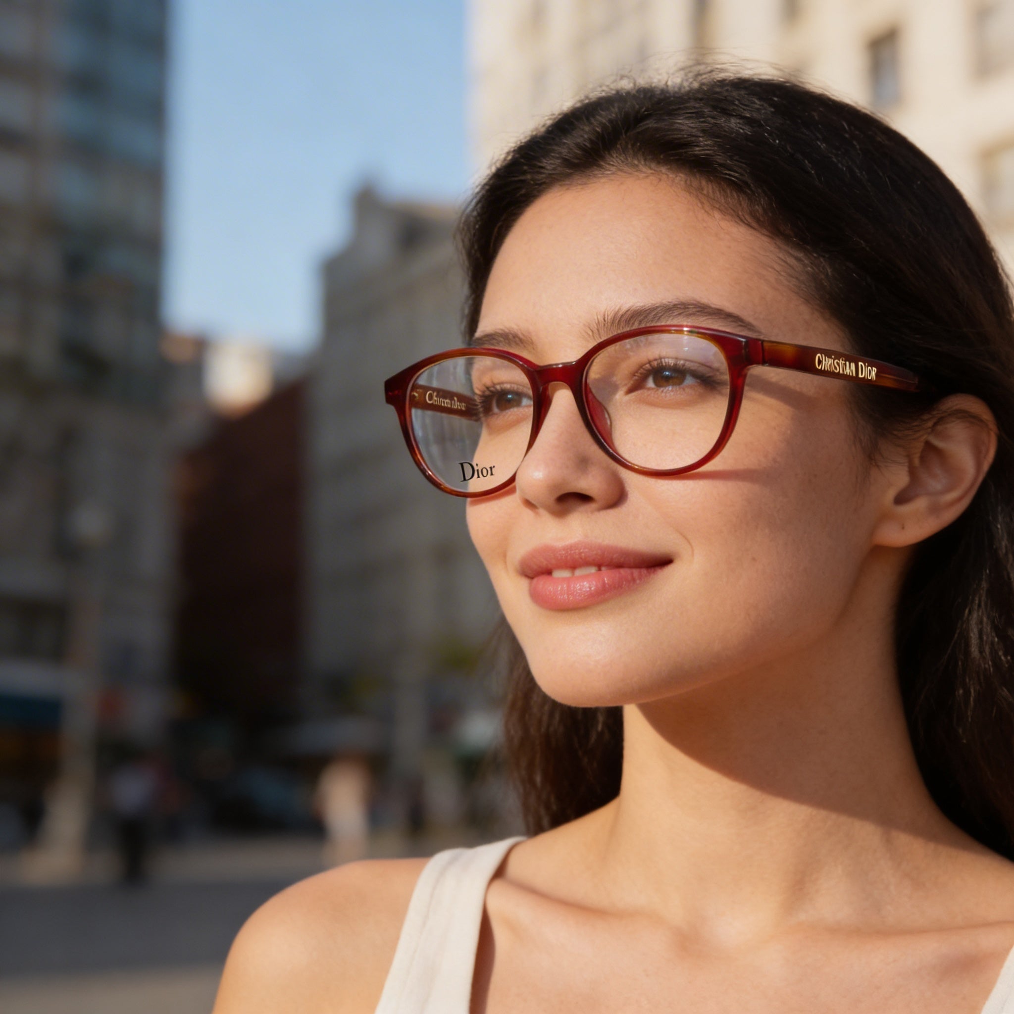 Gafas de plástico Dior para mujer, color habana burdeos, con cristales de demostración, 53 mm de ancho de lente, 18 mm de puente, 145 mm de patillas, Photo 4