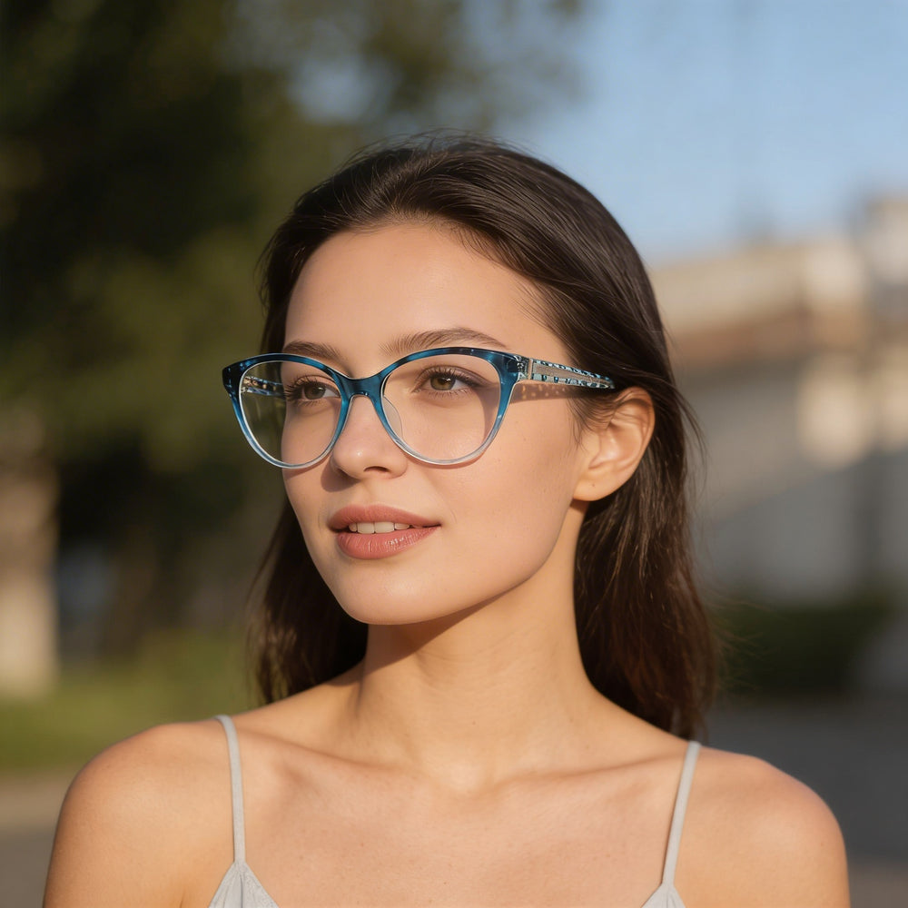 Gafas bebe BB5195 para mujer con montura metálica azul y lentes transparentes, talla 53-17-135