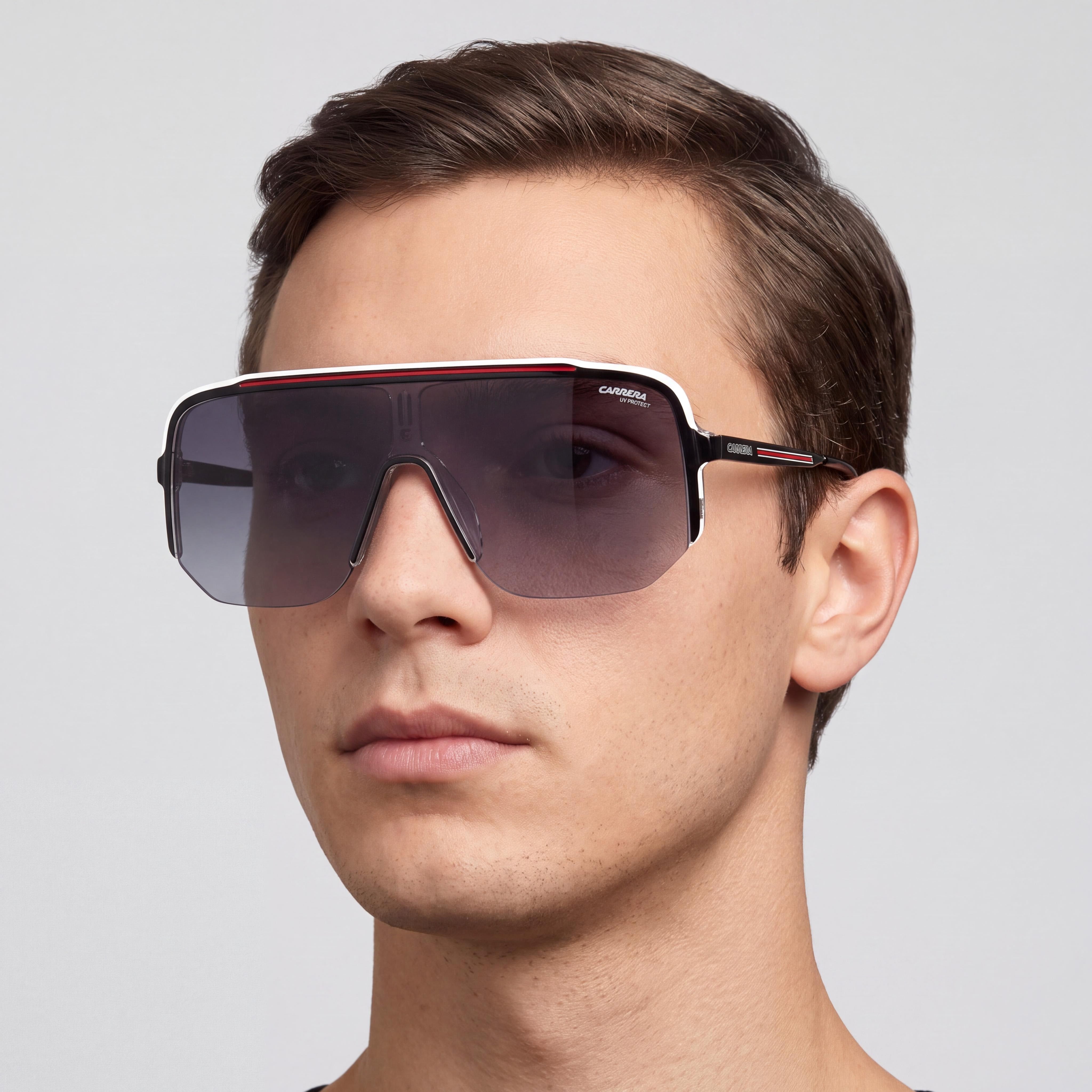 Carrera 1060/S Unisex Black Red Acetate/Polyamide Frame Dark Grey Shaded Non-Polarized Lens 100% UV Protection 99mm, Photo 4