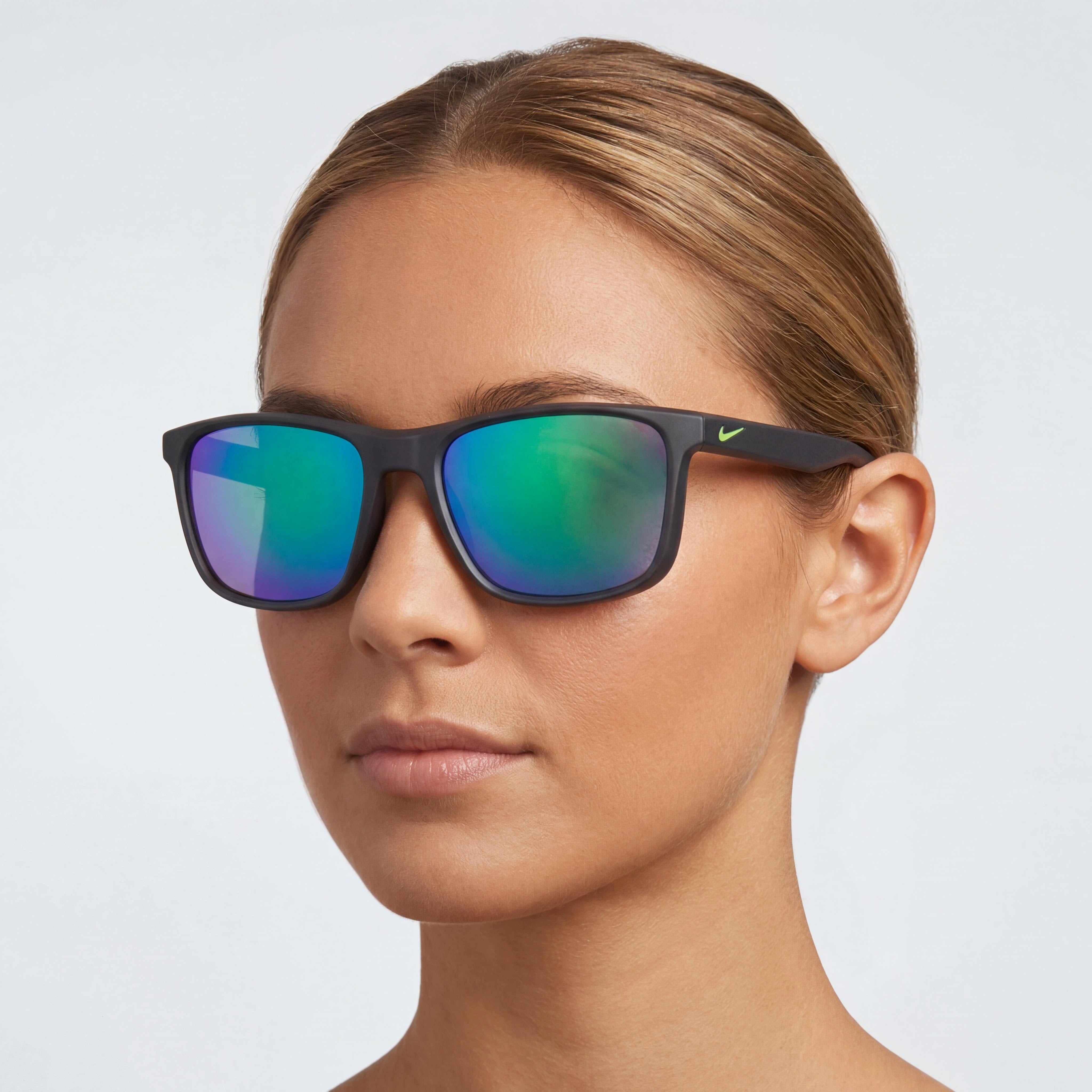 Nike Wayfarers Unisex Grey with Green Mirror Frame & Lenses Plastic Sunglasses 57-19-145 UV Protection, Photo 5