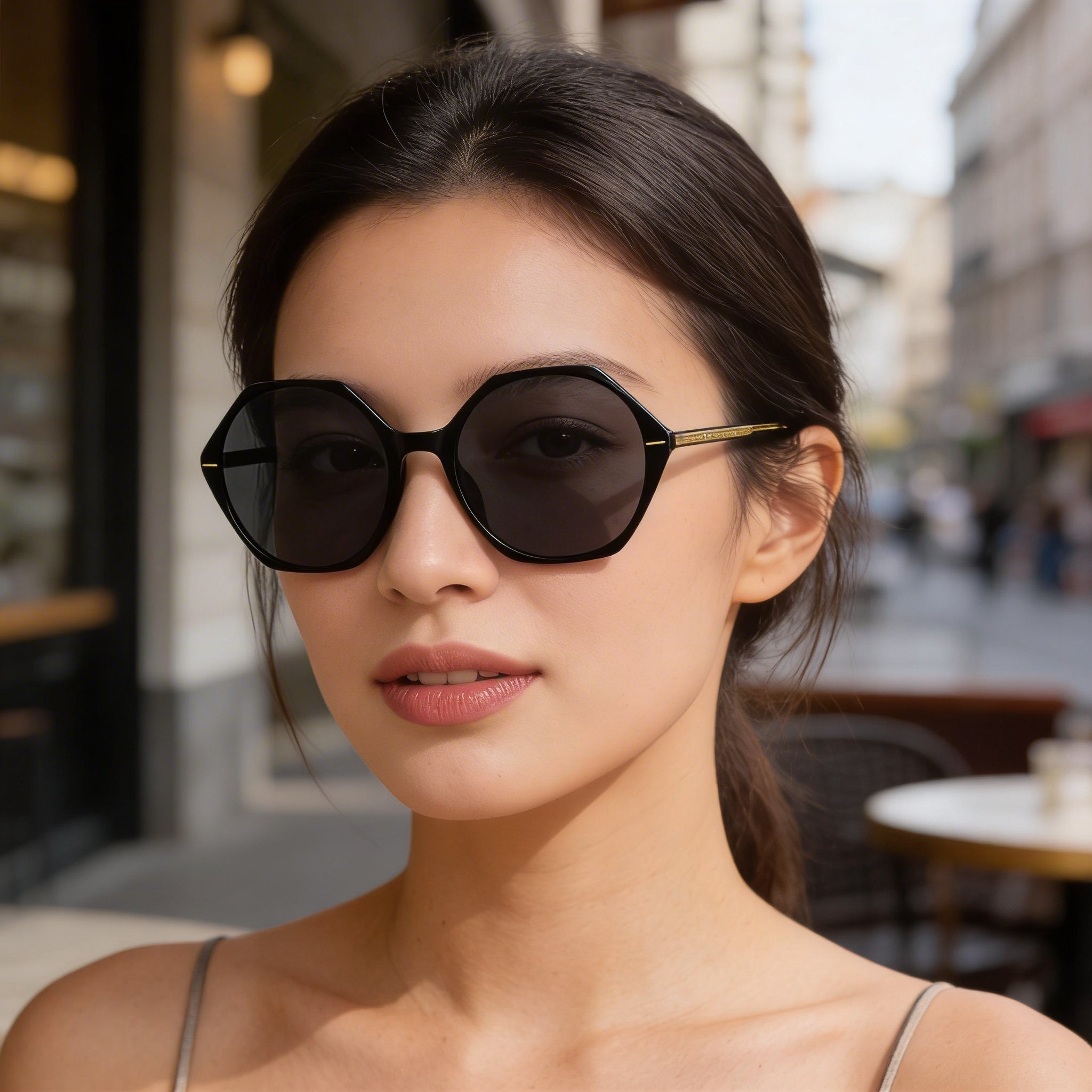 HUGO BOSS Light & Minimal Unisex Black Crystal Grey Acetate Non-Polarized Lens Sunglasses 56mm, Photo 5