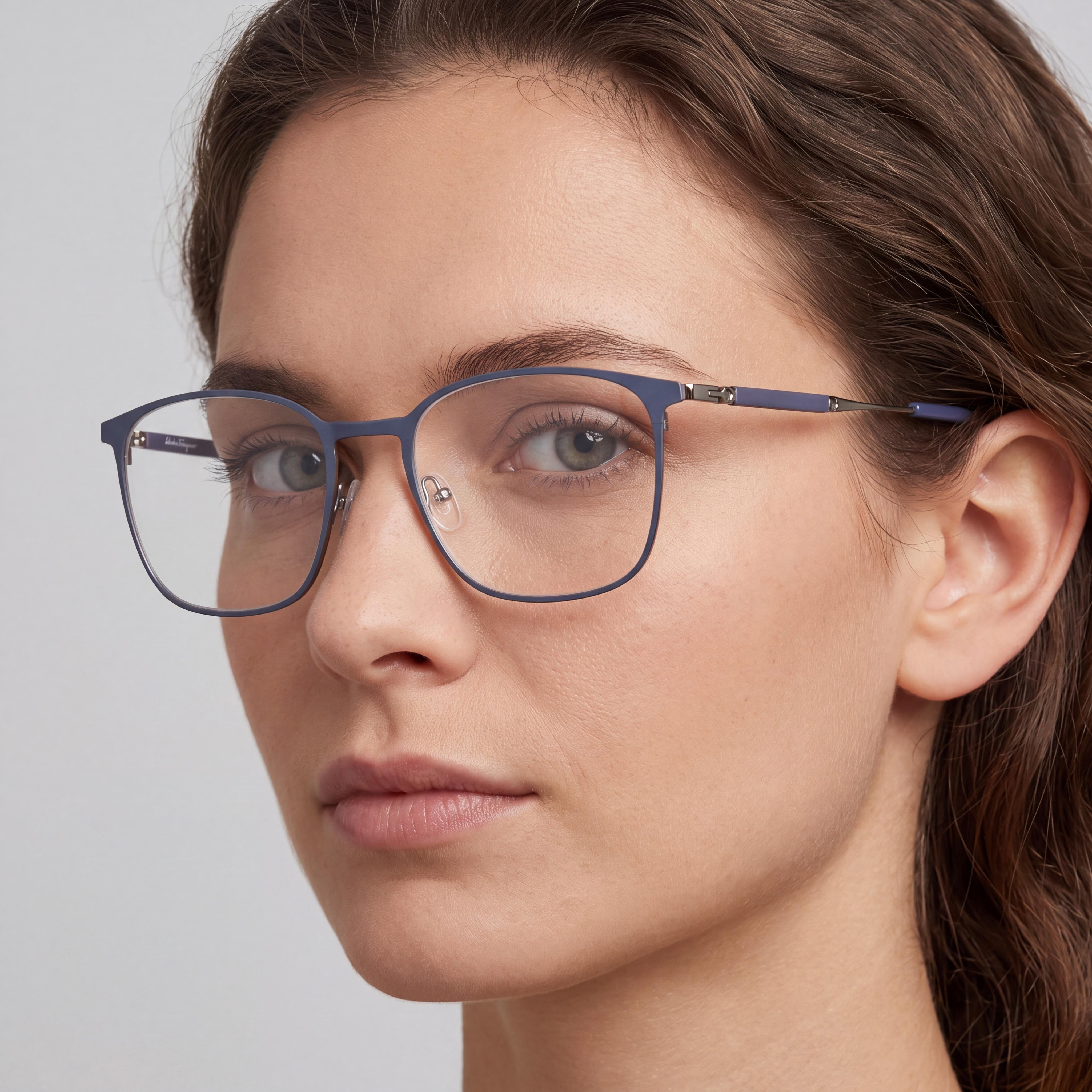 Gafas graduadas de titanio para mujer Salvatore Ferragamo Modern Blue Light Ruthenium de 54 mm, Photo 4