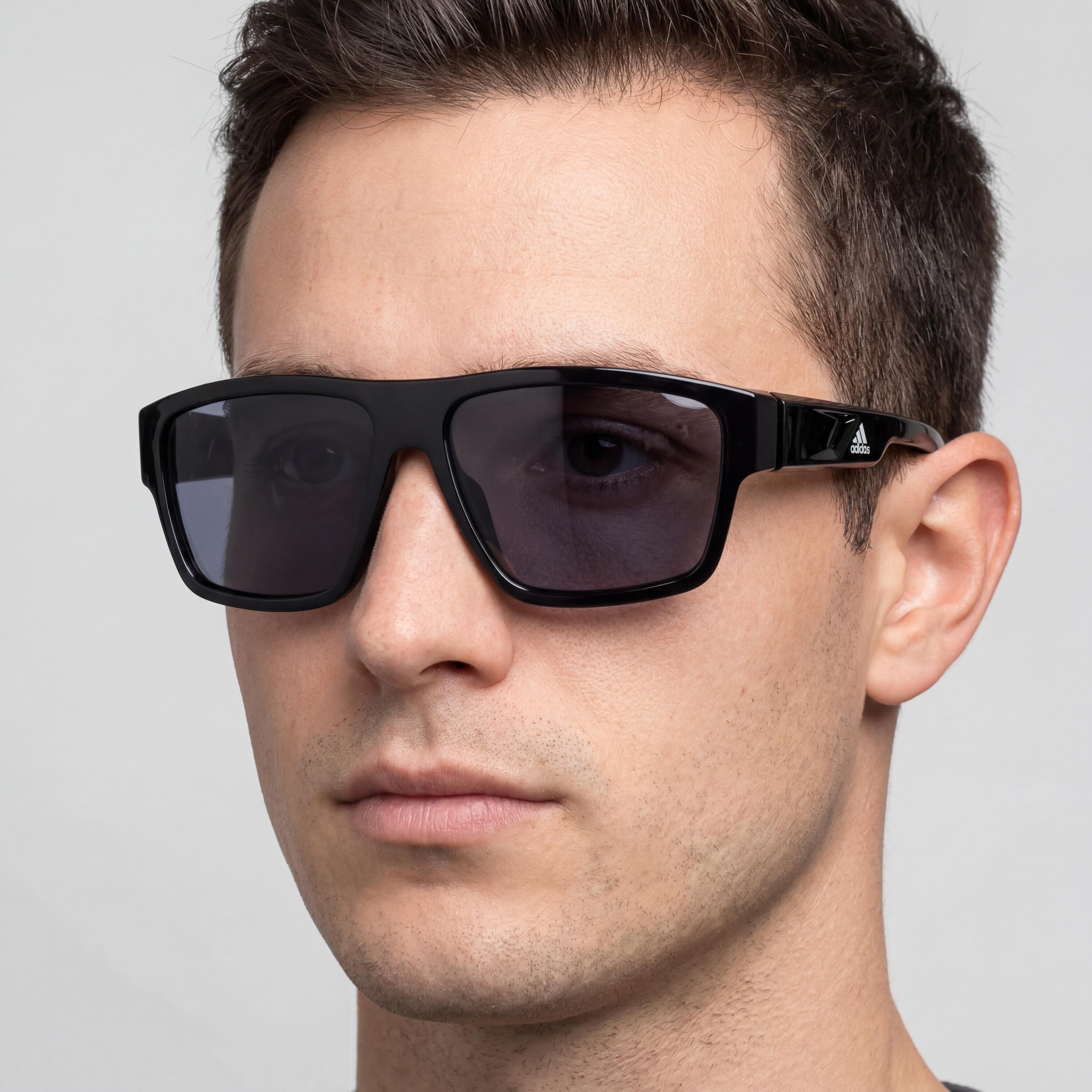 adidas Men's Sp0008 Shiny Black TR90 Plastic Sunglasses with Smoke Non-Polarized Lenses, 100% UV Protection 61mm, Photo 5