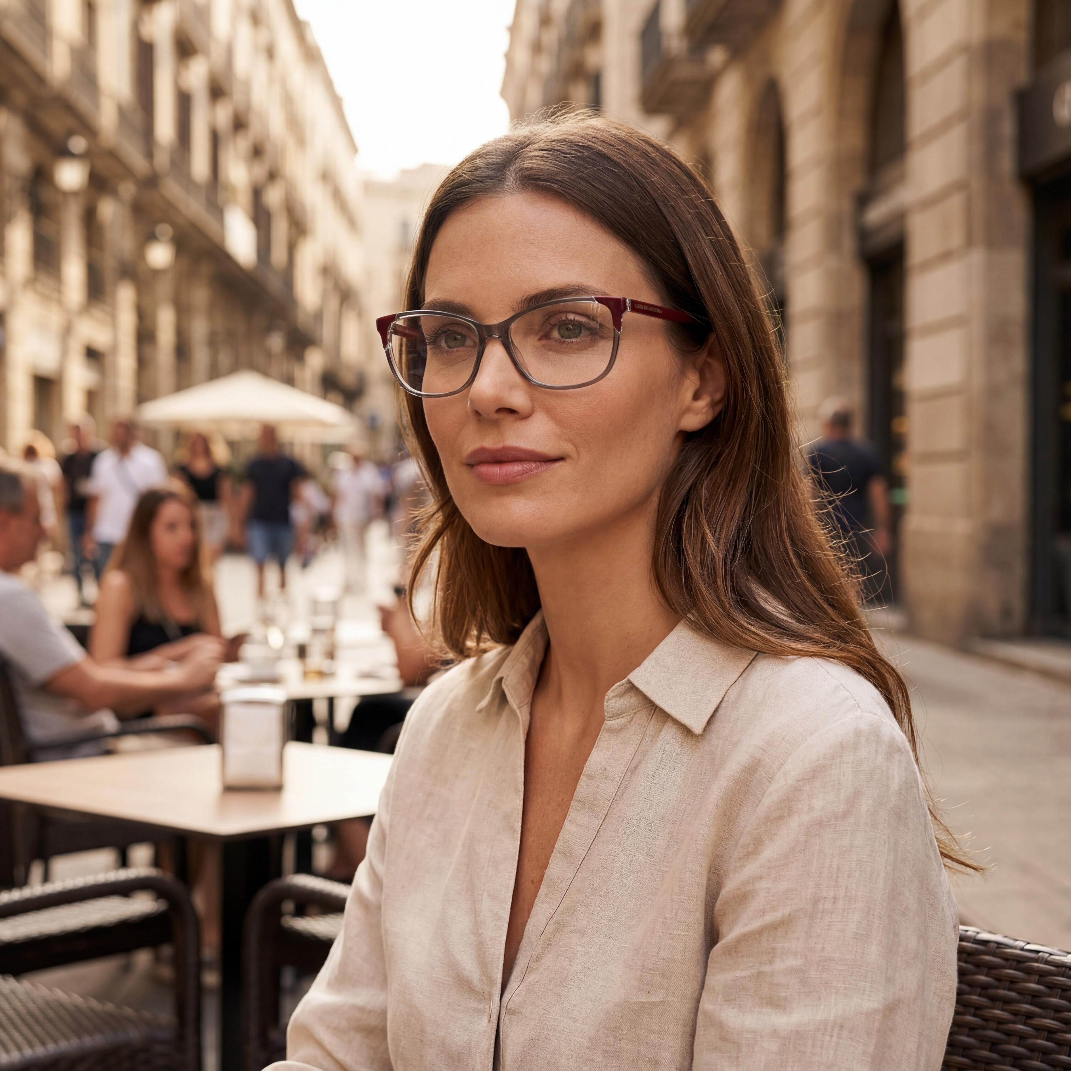 Gafas Carolina Herrera Modern Style HER 0284 para mujer, gris y rojo, con lentes de 55 mm, puente de 15 mm, patillas de 145 mm, Photo 5