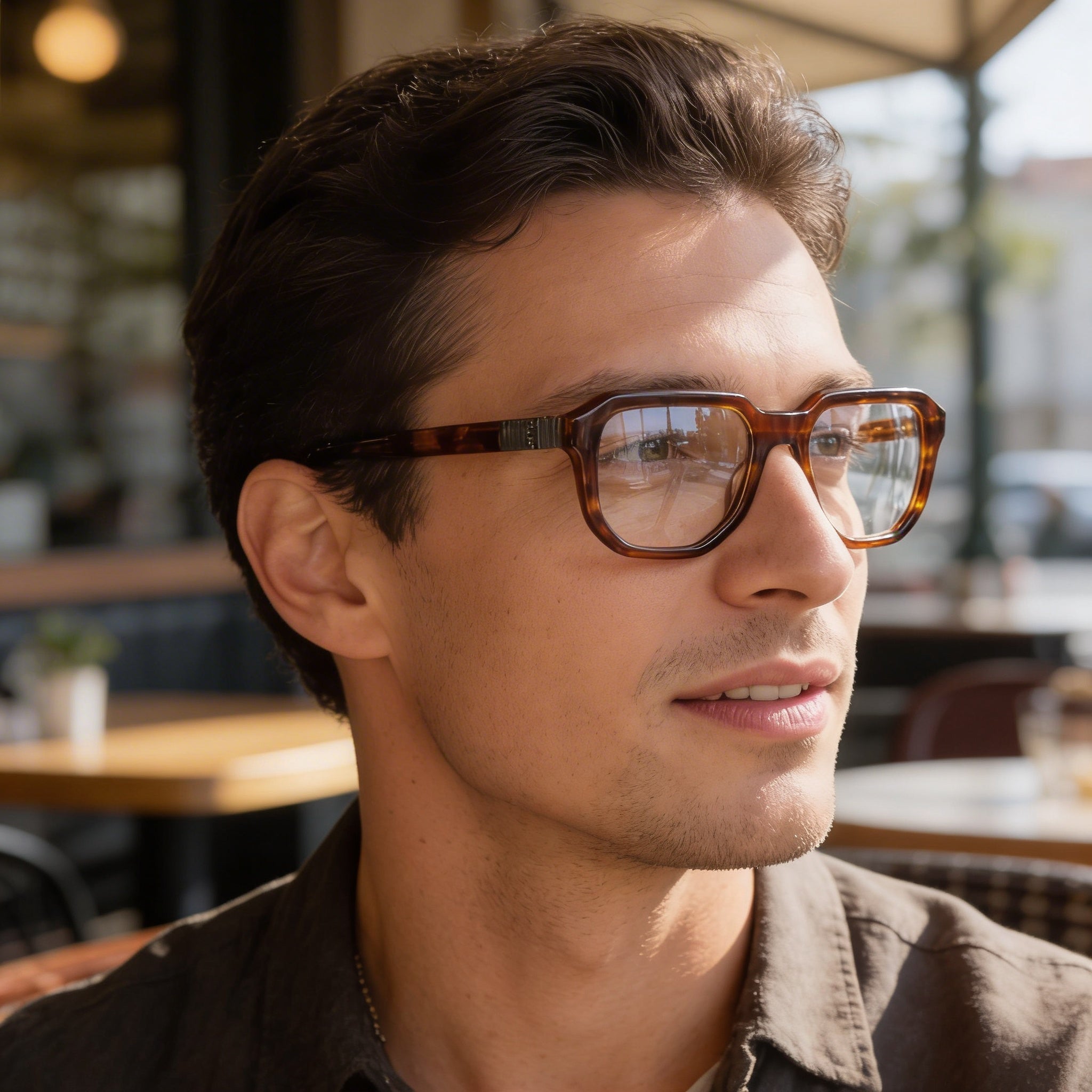 Guess Gu50332 Men’s Light Brown Horn Plastic Frame Polycarbonate Lens Optical Eyeglasses 52mm, Photo 4