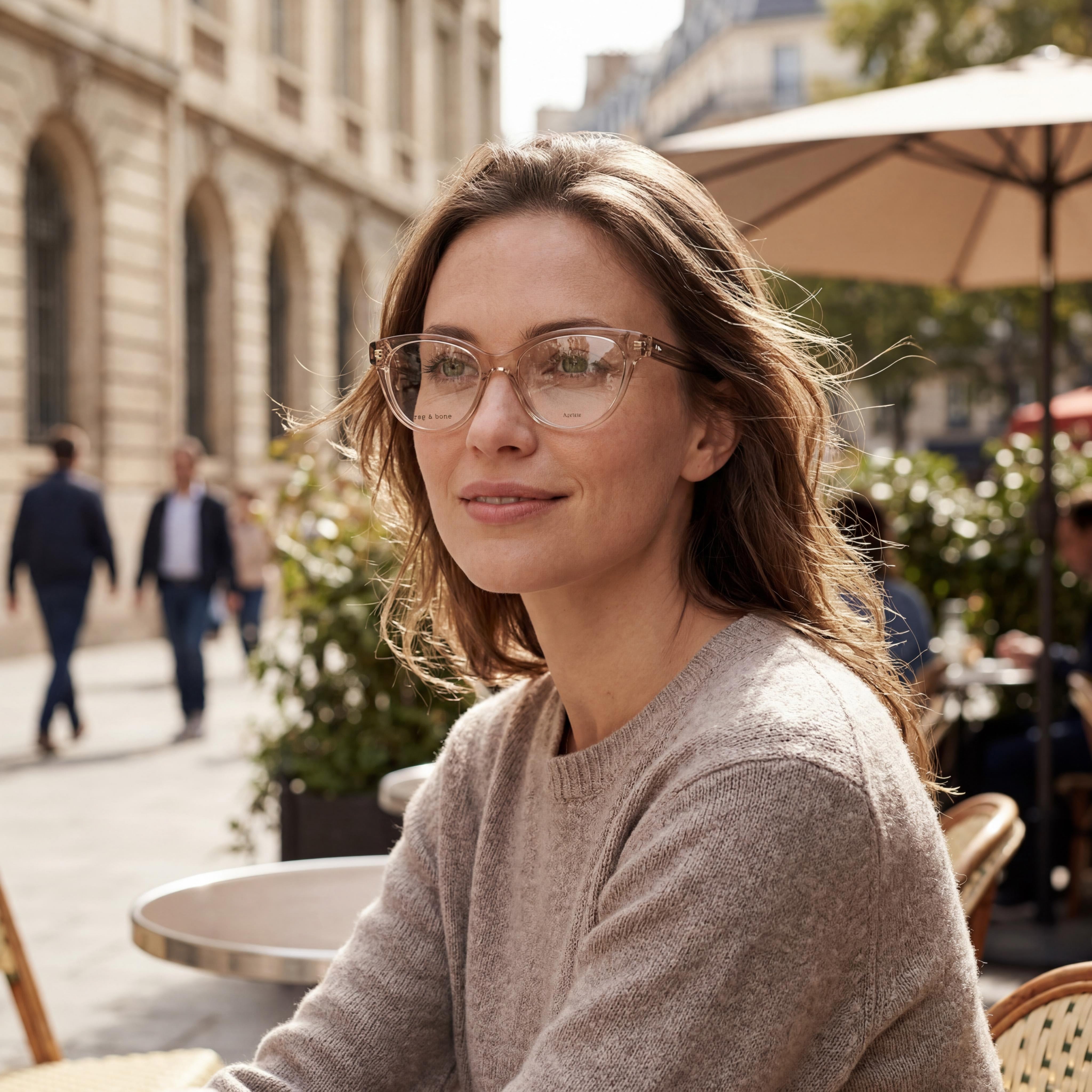 rag & bone Casual Women's Eyeglasses with Beige Acetate Frames & Transparent Lenses, Size 51-18-135, Photo 5
