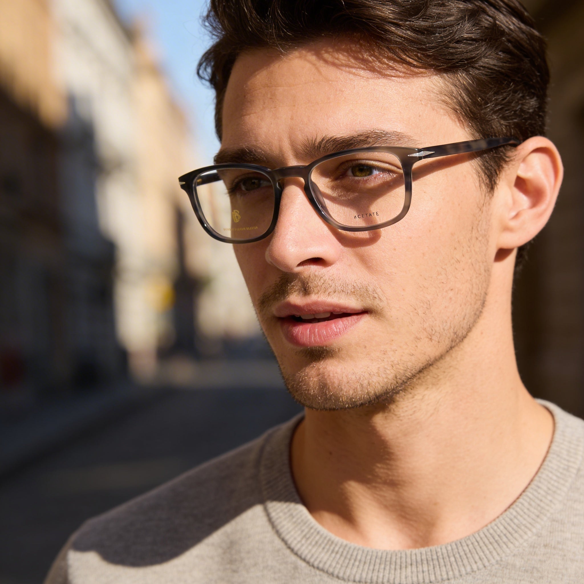 David Beckham Men's Eyewear Collection: Db 1027 Grey Horn Plastic Frame Prescription Optical Eyeglasses 51mm, Photo 4