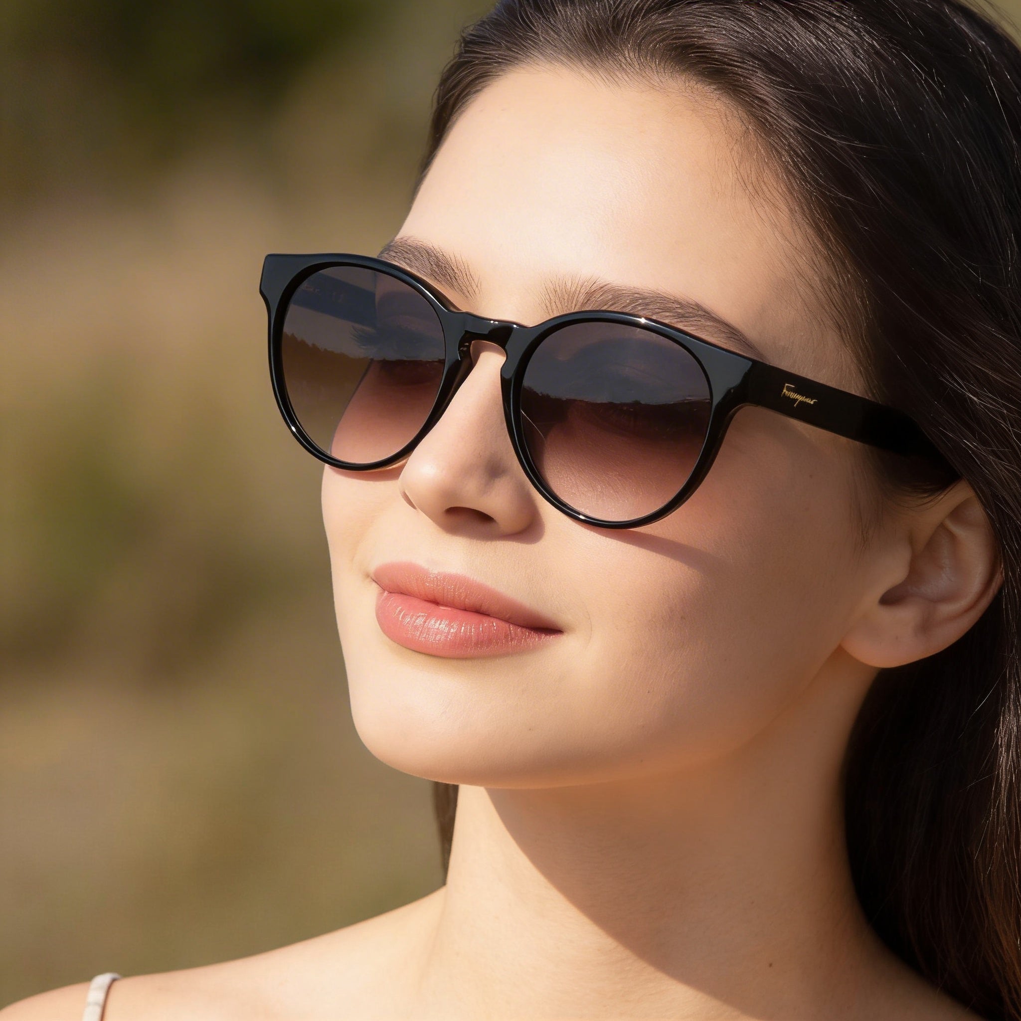 Gafas de sol no polarizadas para mujer Ferragamo Classic de acetato y cristal, gradiente nude y azul, 52 mm, Photo 4