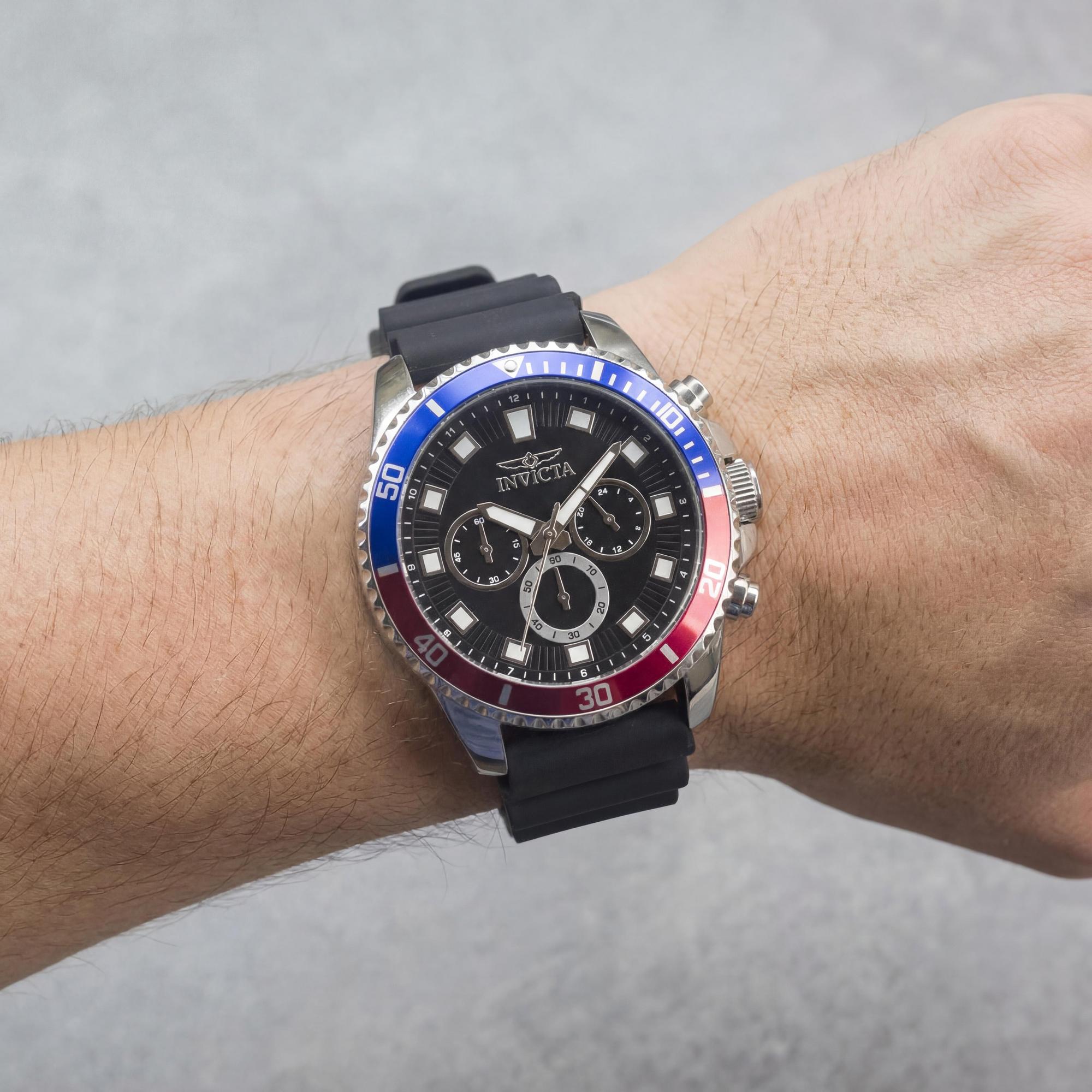 Reloj Invicta Pro Diver 46119 unisex con cronógrafo, correa de silicona y acero inoxidable plateado, analógico, redondo, 45 mm, Photo 3