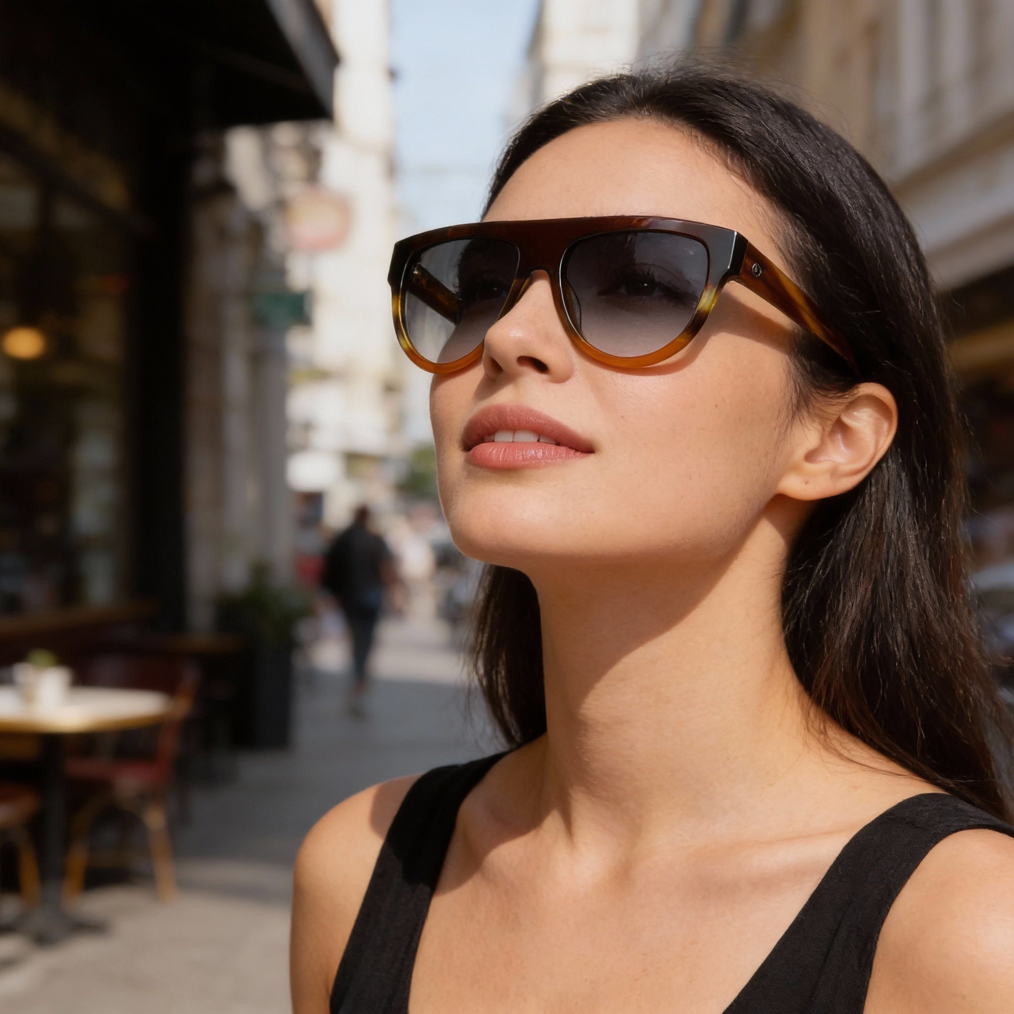 Gafas de sol Dragon Alliance Square para mujer con protección UV, montura de plástico marrón oscuro con degradado de cuerno y lentes Lumalens ahumadas de 58 mm, Photo 6