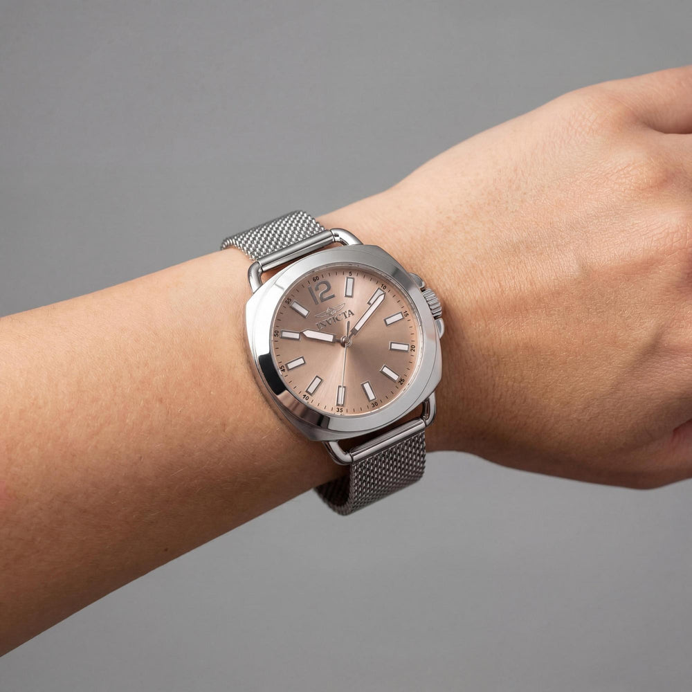 Reloj Invicta 46337 de acero inoxidable para mujer, esfera rosa, cuarzo, resistente a arañazos, resistente al agua hasta 50 m, 32 mm